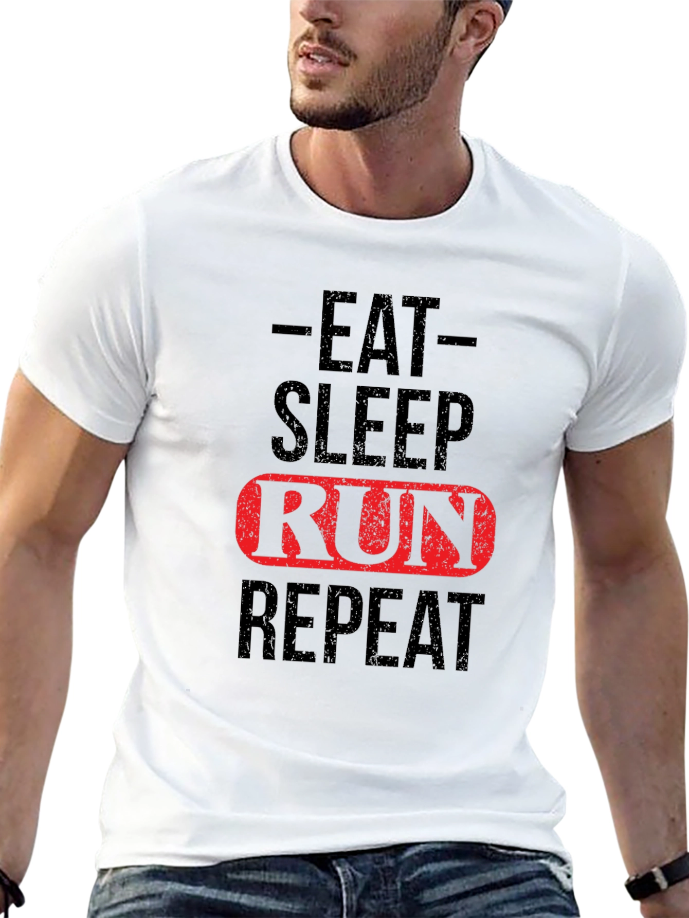 Eat Sleep Run Repeat Black Graphic T-Shirt
