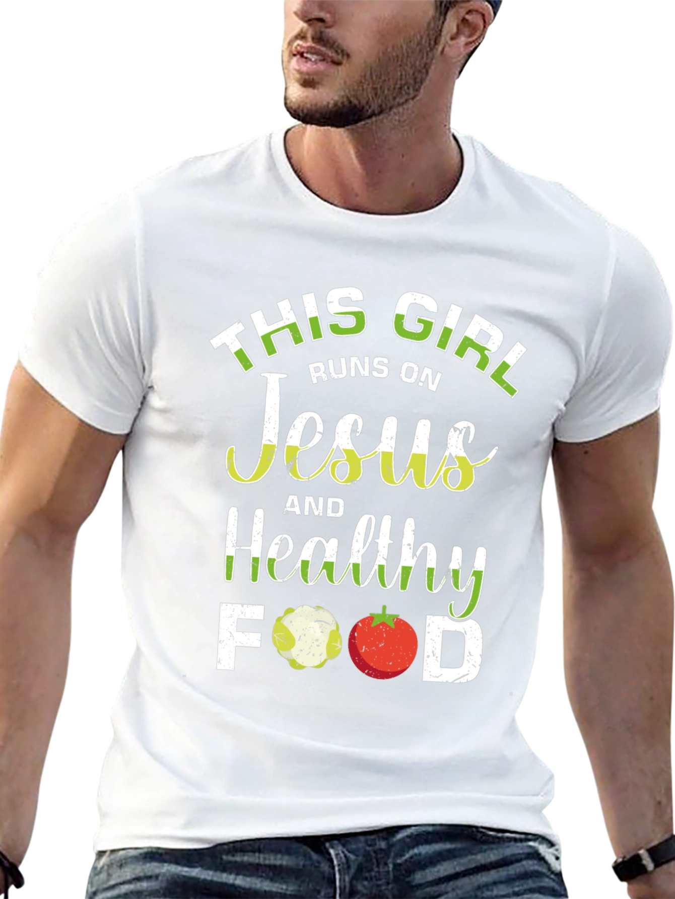This Girl Runs on Jesus and Healthy Food T-Shirt