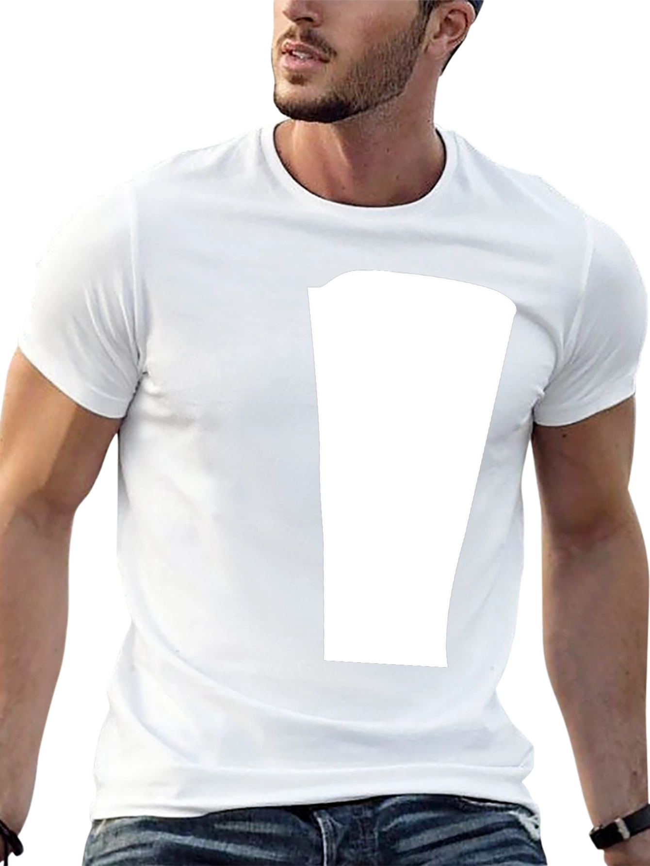 Modern Black T-Shirt with Blank Center Panel