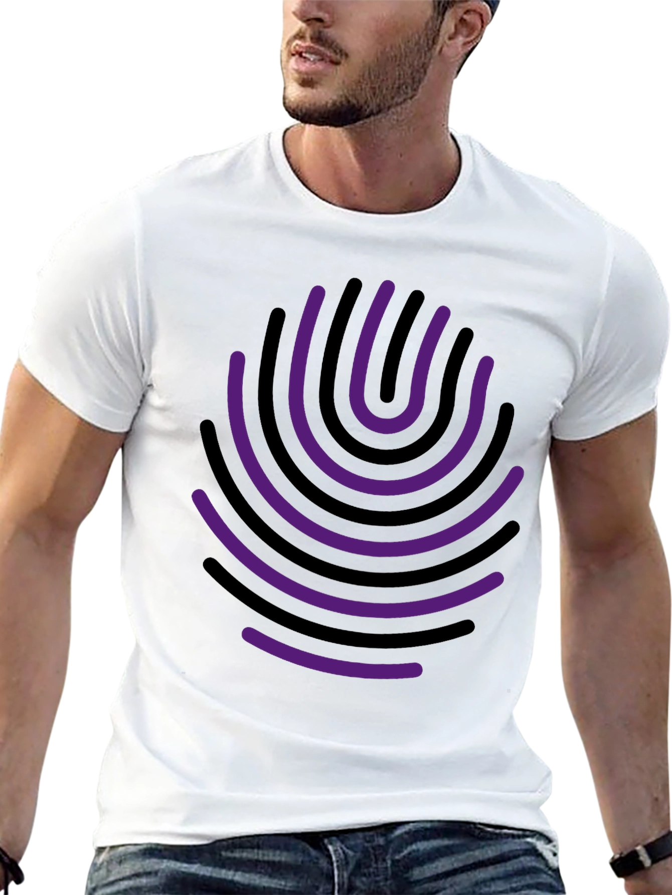 Abstract Fingerprint Graphic Tee - Black Cotton Blend