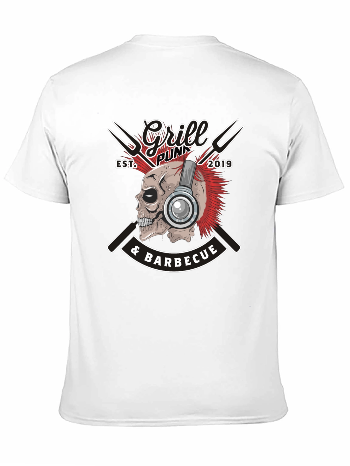 Grill Punk Skull Graphic Tee - BBQ T-Shirt