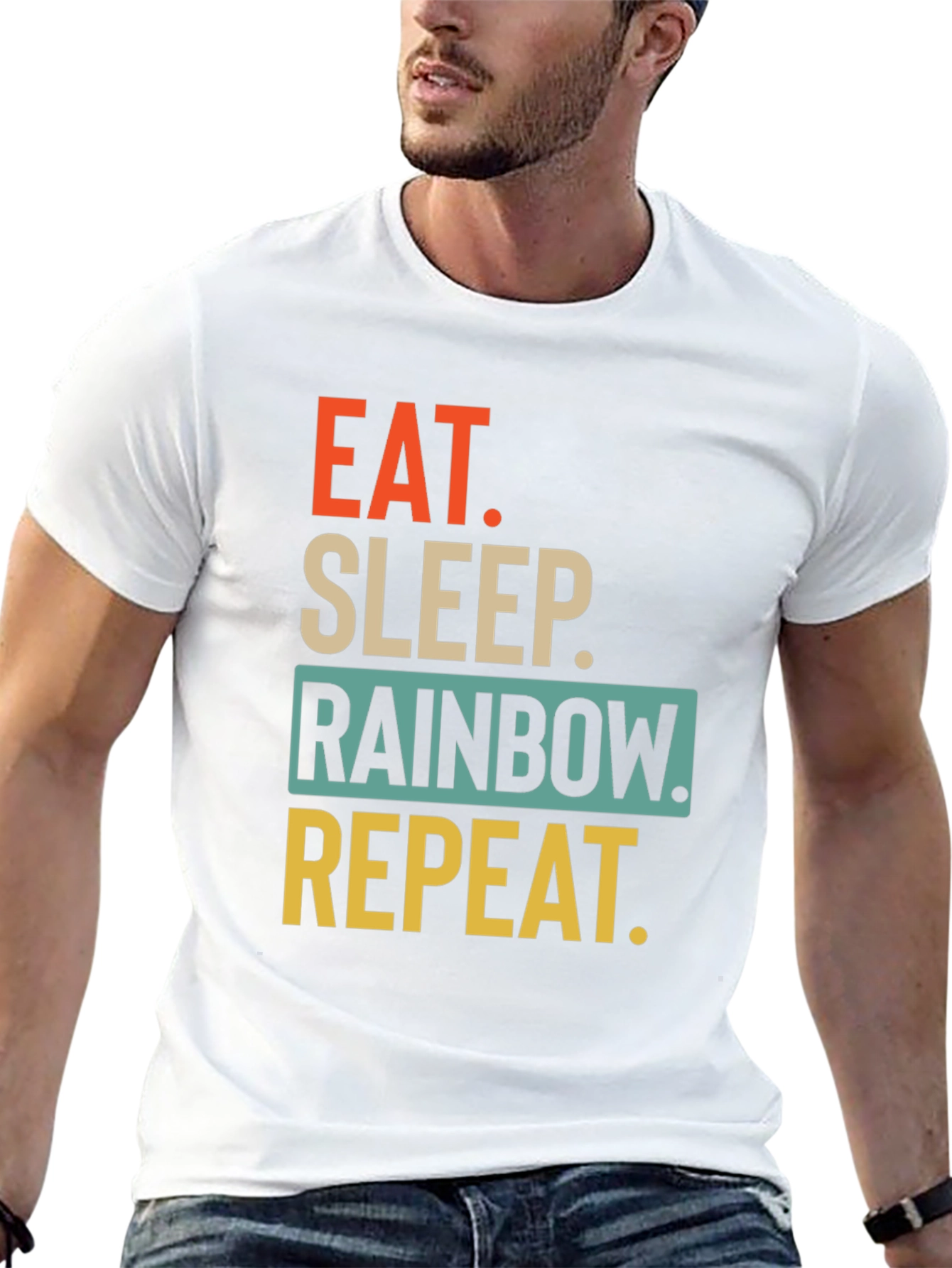 Eat Sleep Rainbow Repeat Graphic T-Shirt