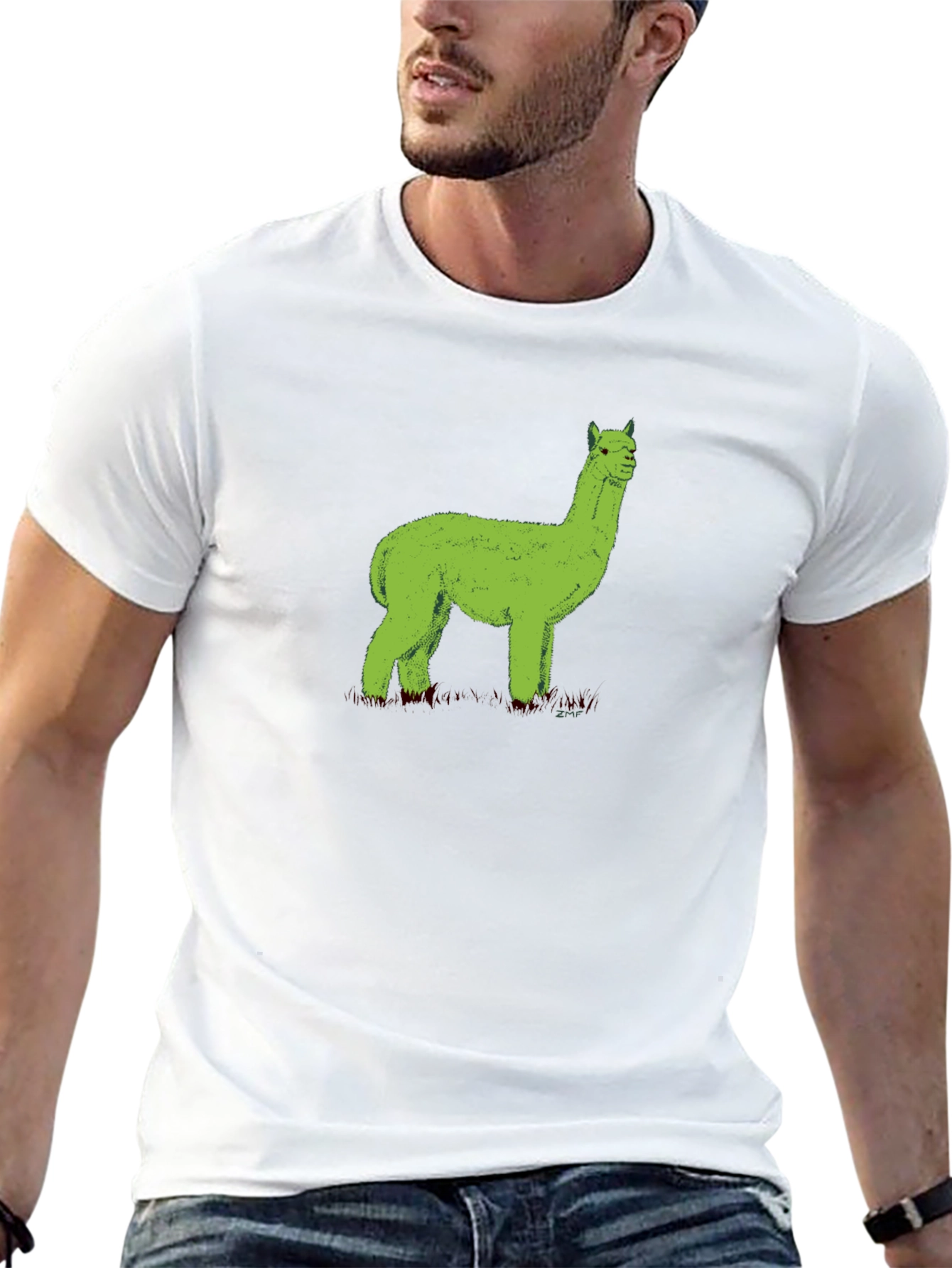 Green Alpaca Graphic Tee - Black Unisex Shirt