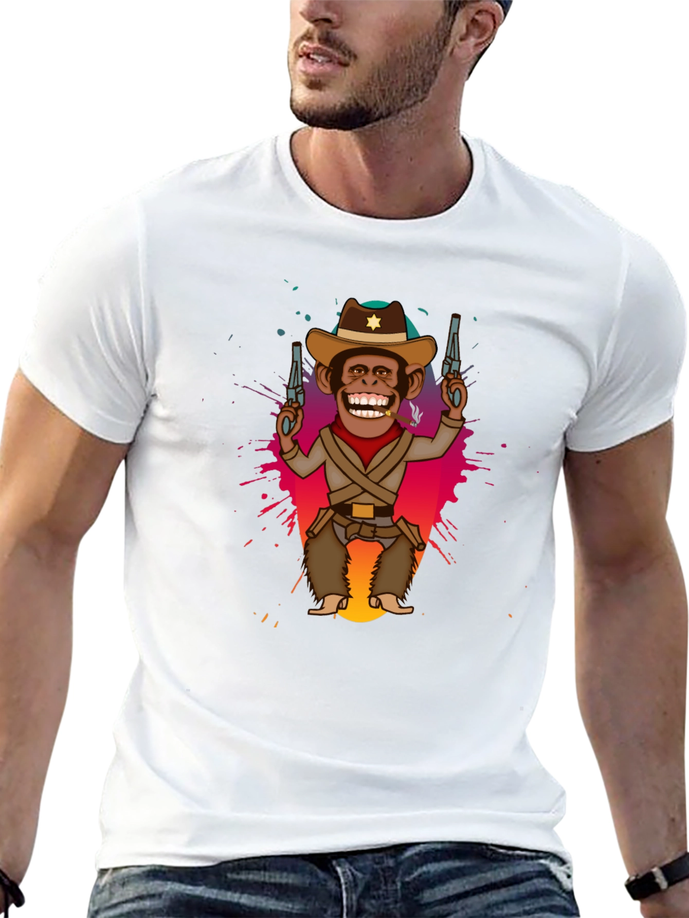 Cowboy Monkey Graphic T-Shirt