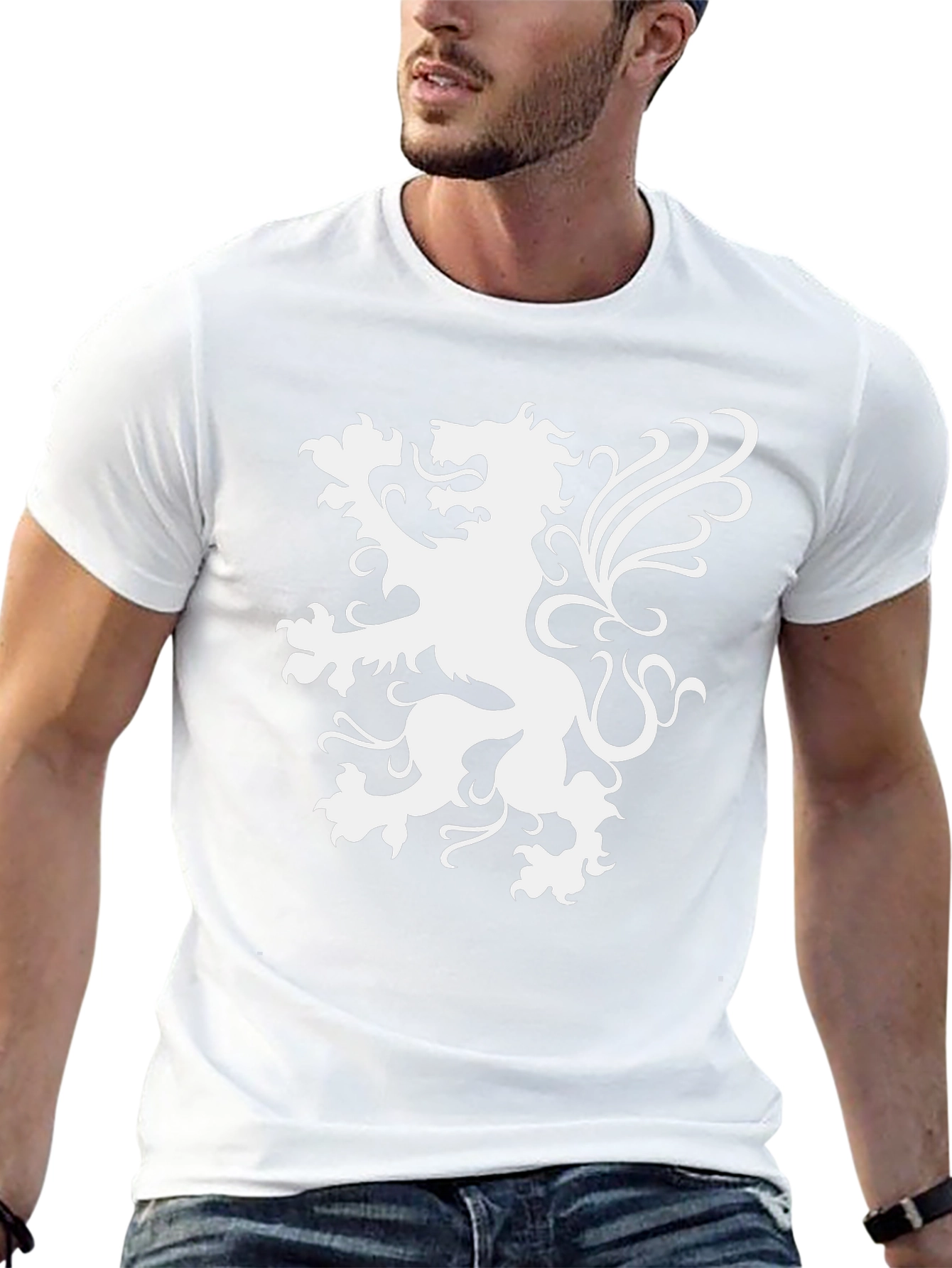 Black T-Shirt with Lion Graphic
