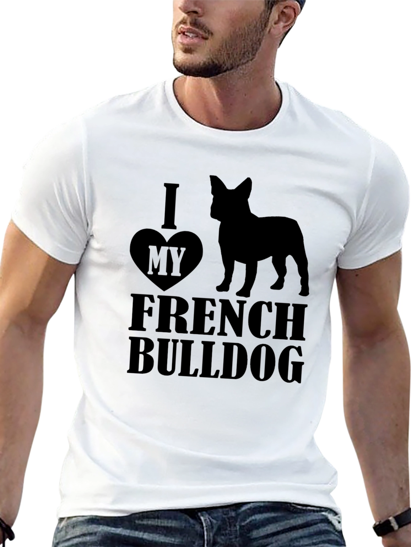 I Love My French Bulldog Black Graphic Tee