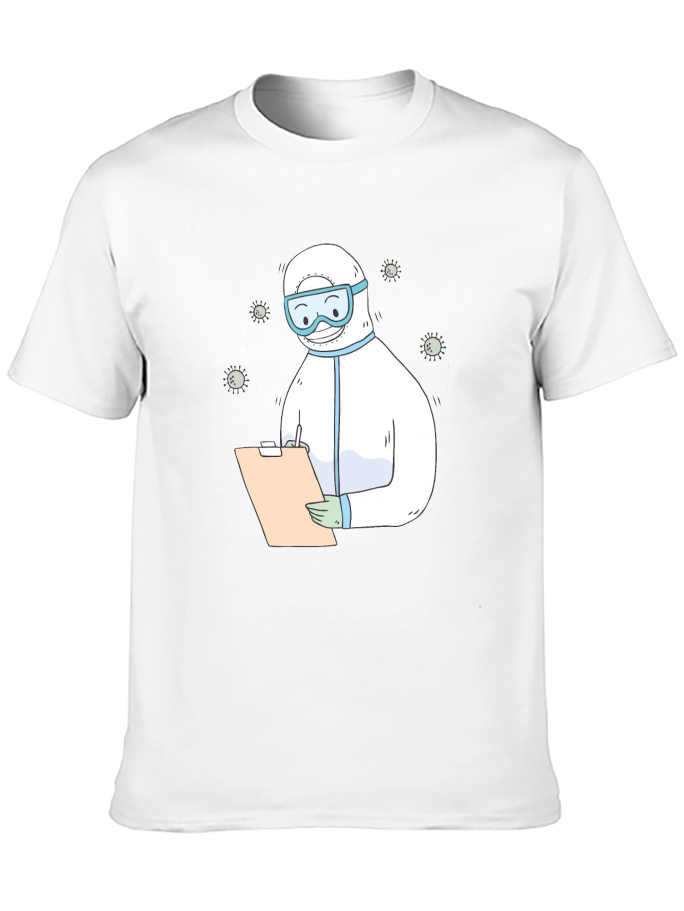 Cartoon Doctor in PPE Black T-Shirt