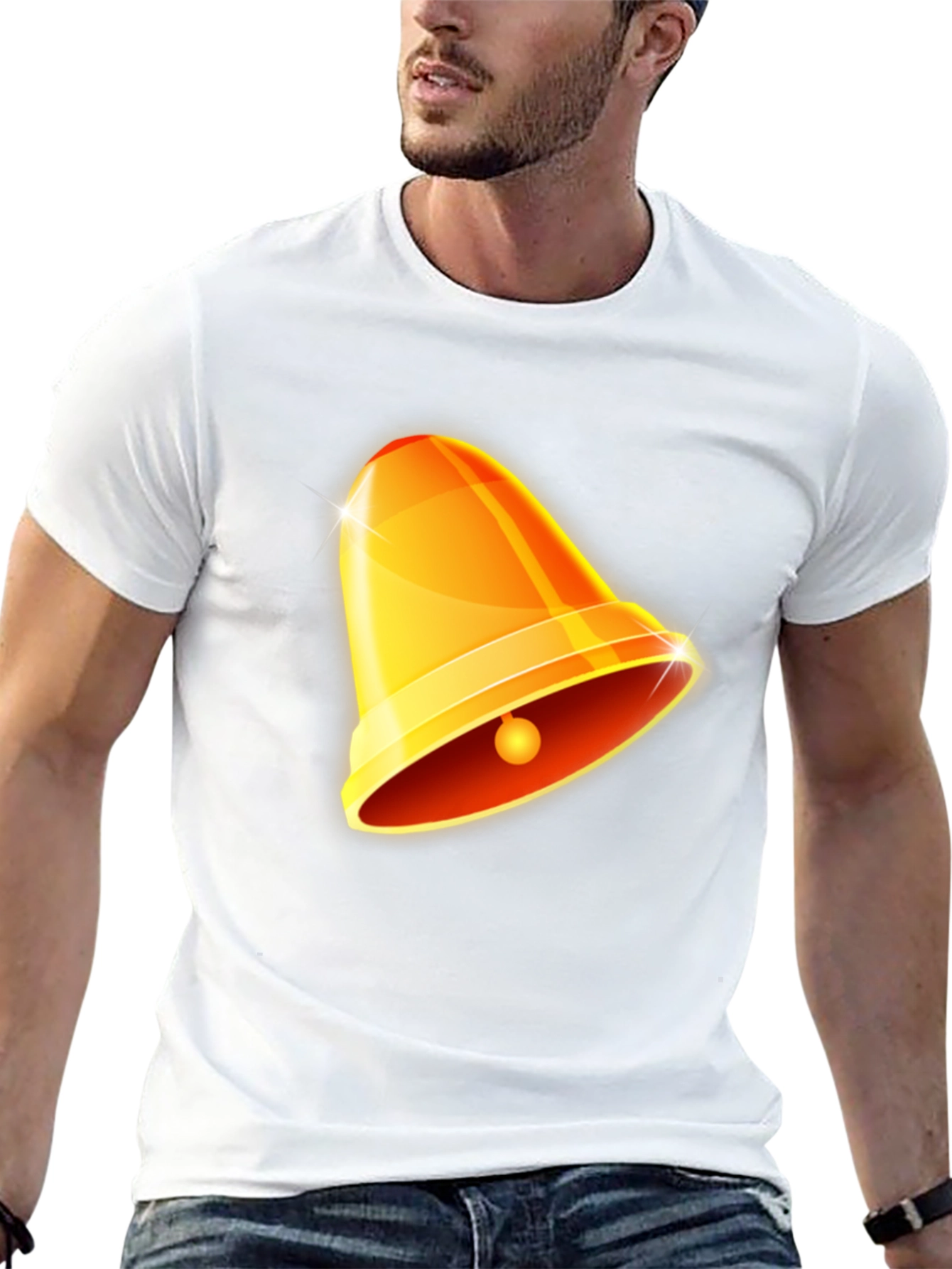 Golden Bell Graphic Tee - Black Cotton Casual Shirt