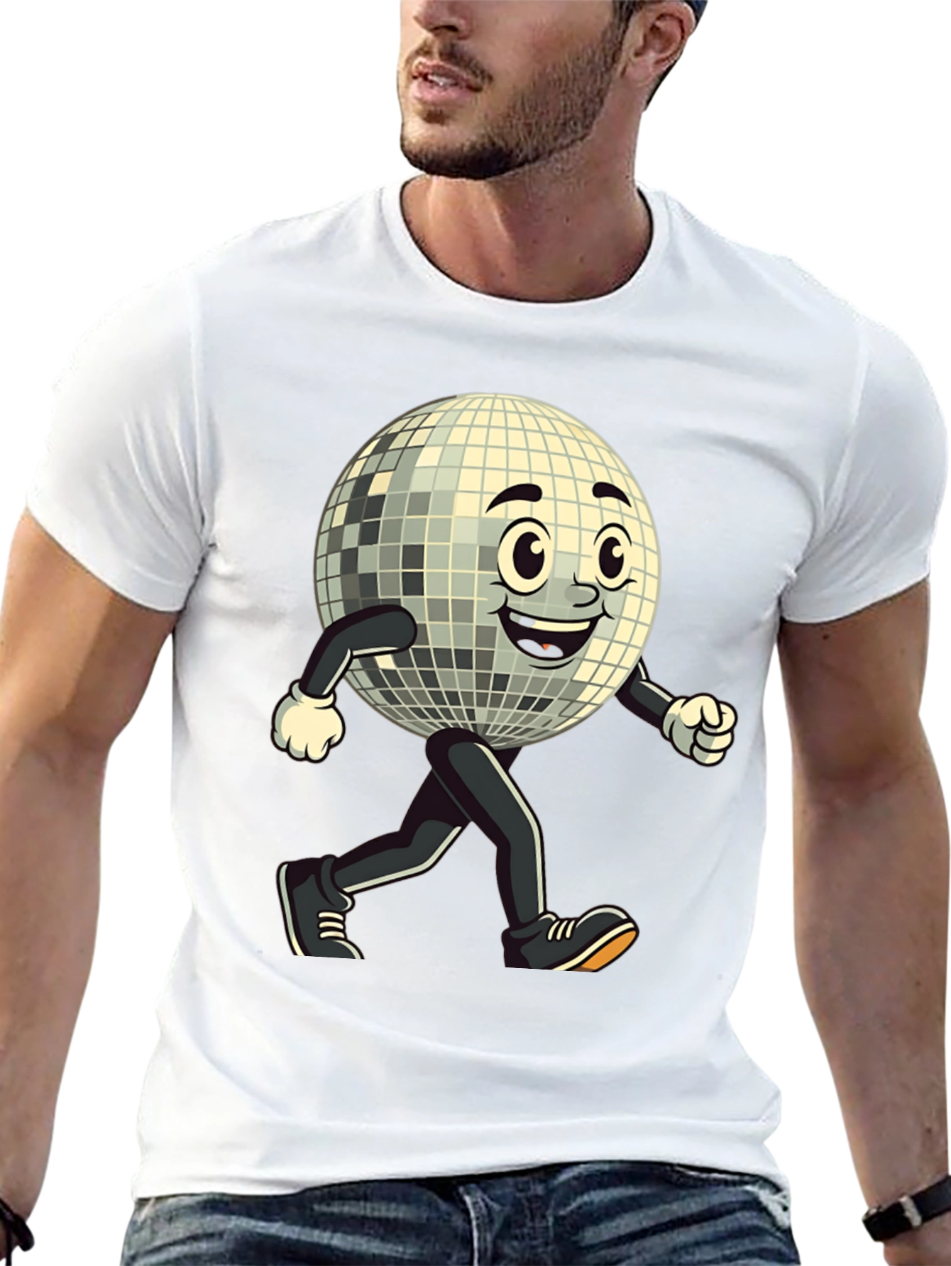 Retro Disco Ball Run T-Shirt - Groovy Design