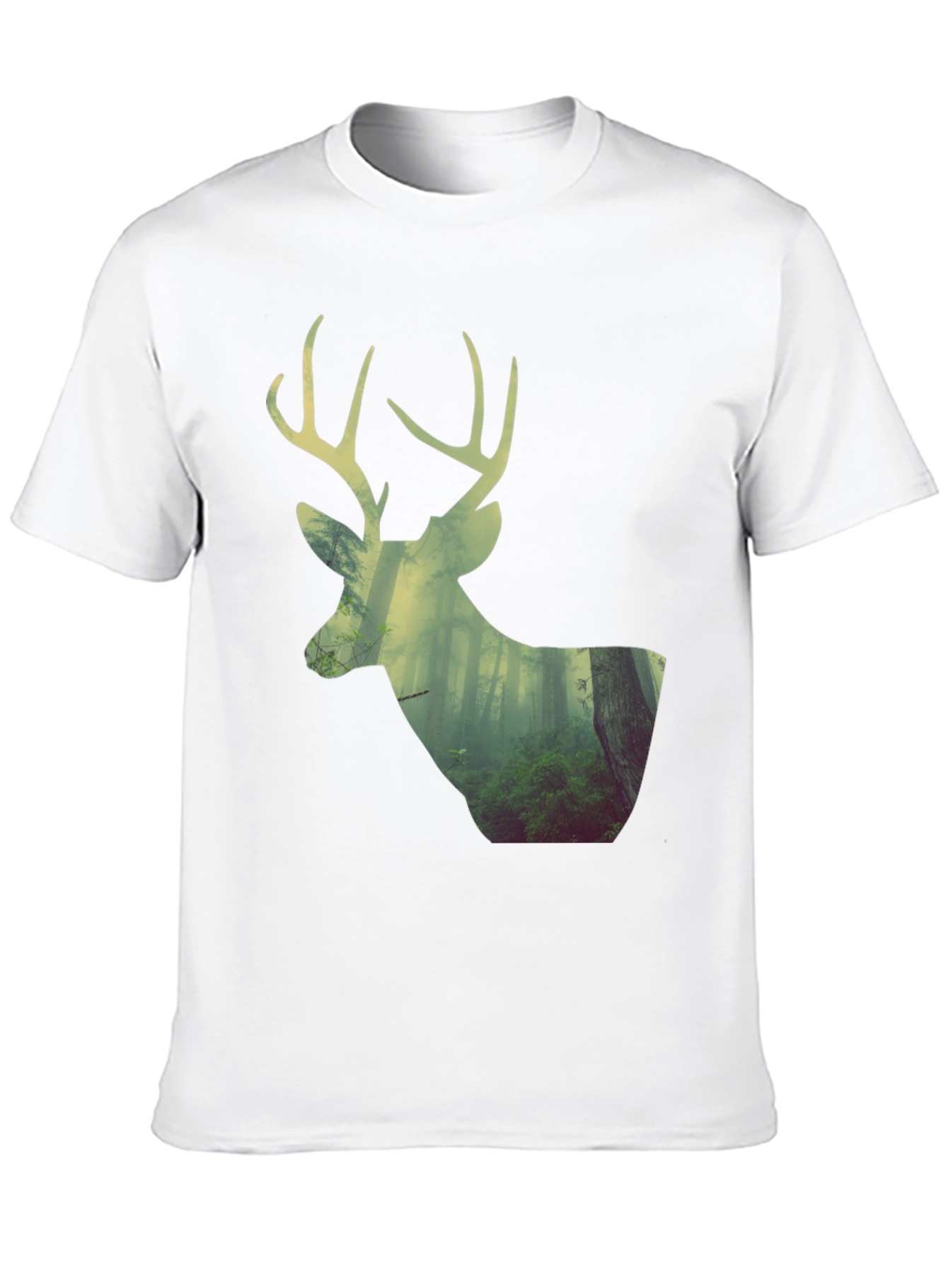Deer Forest Graphic Print Black T-Shirt