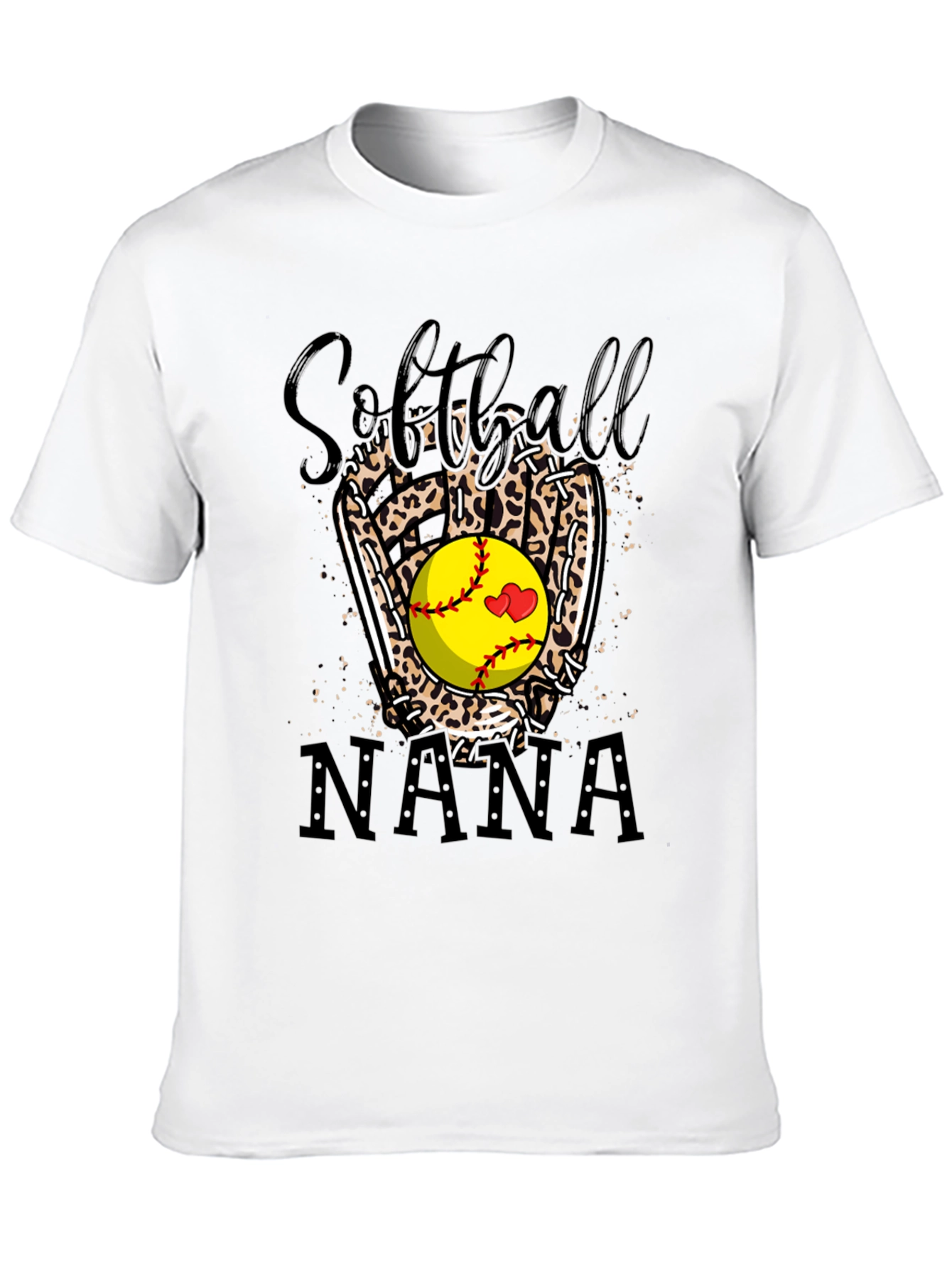 Softball Nana Leopard Print Graphic Tee