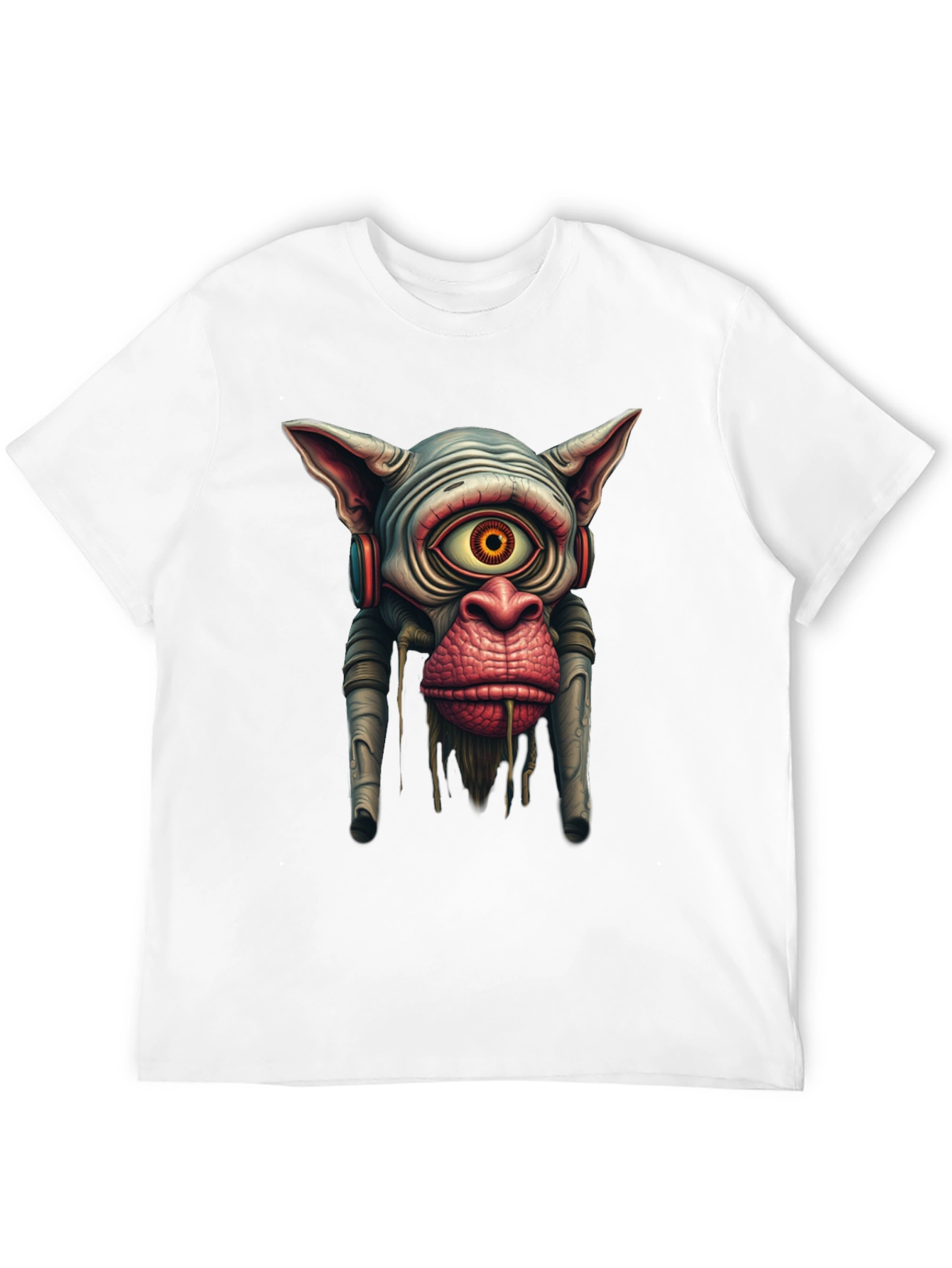 Surreal Alien Monkey Graphic Black T-Shirt