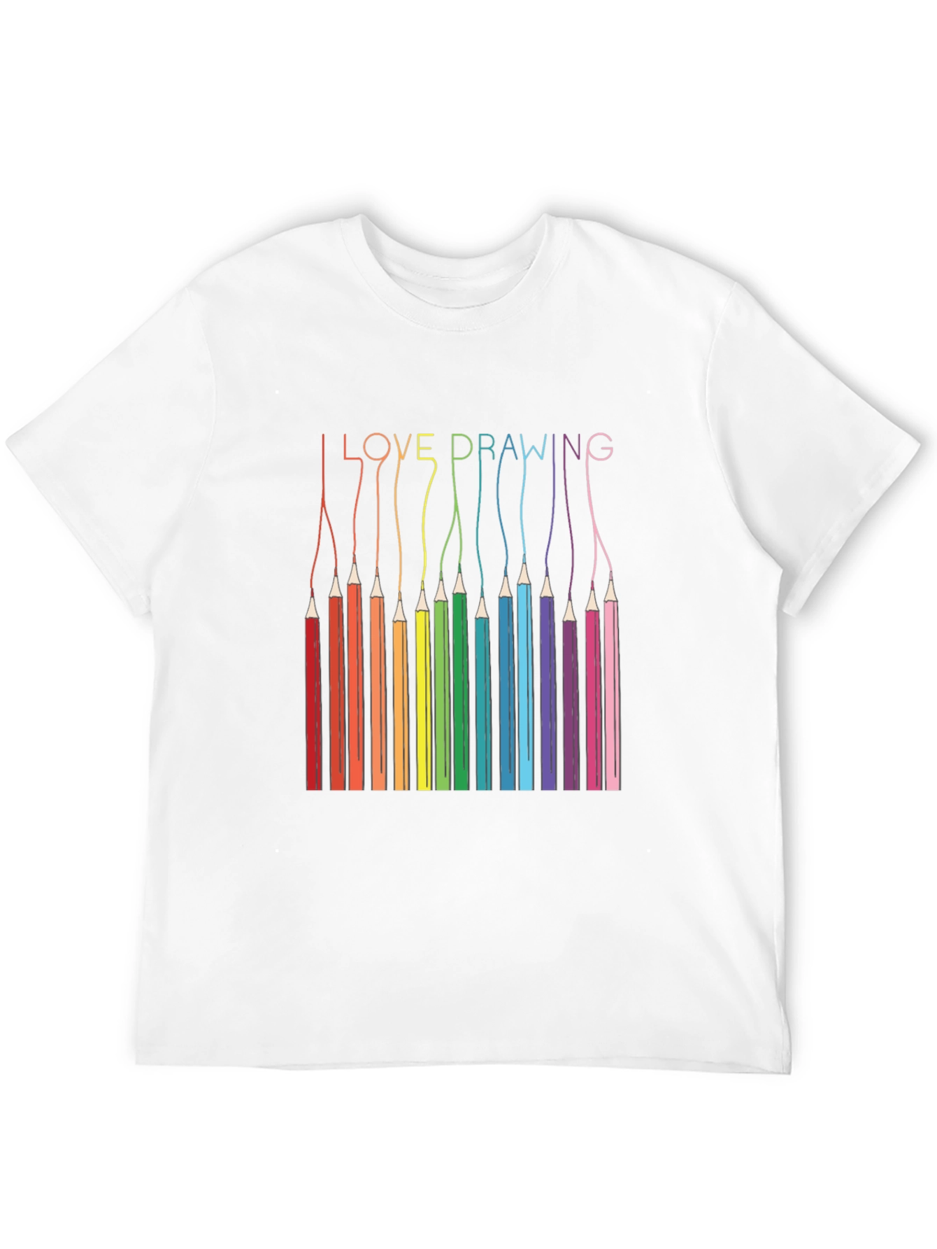 I Love Drawing T-Shirt - Rainbow Pencils