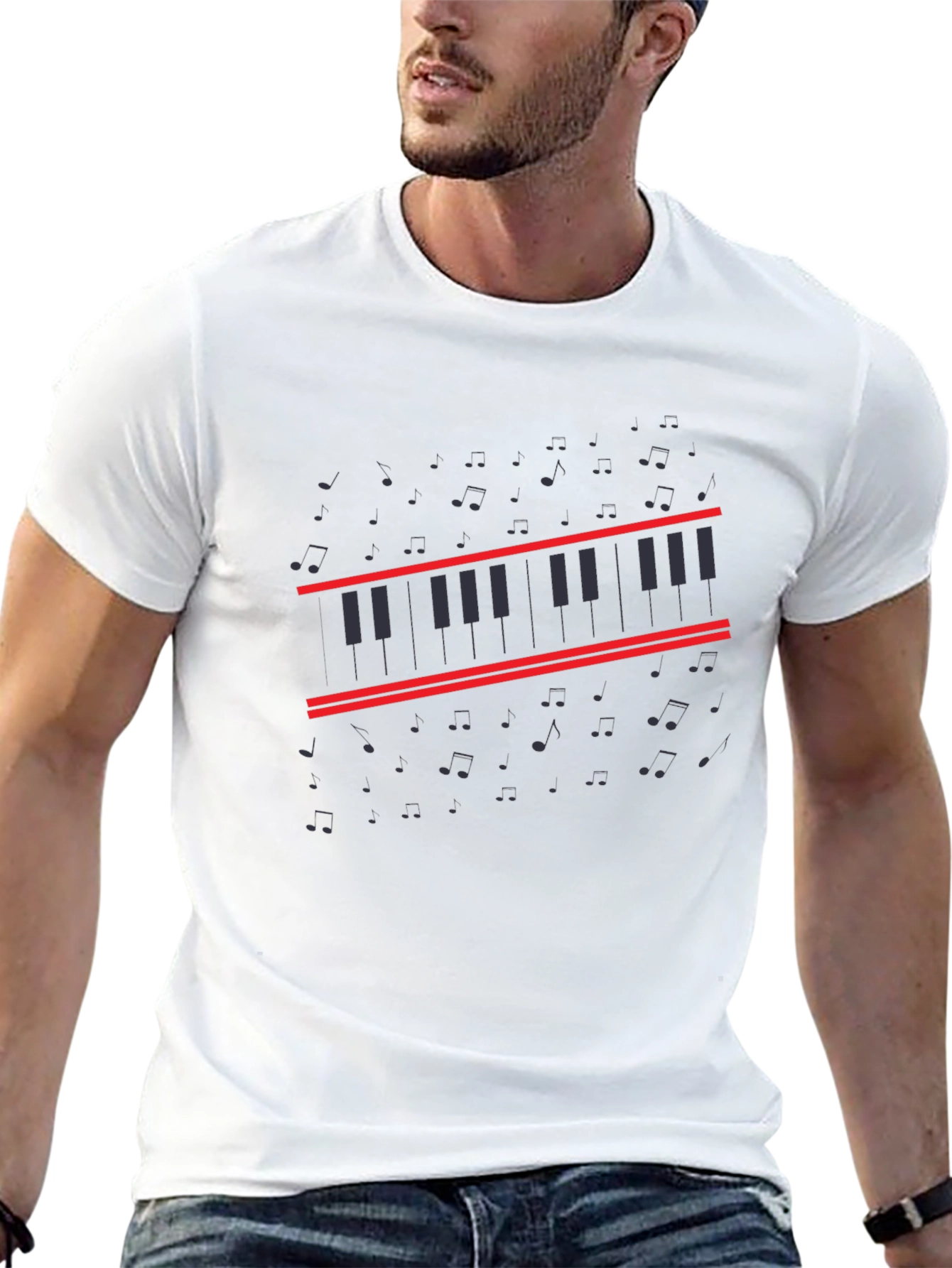 Piano Keys Graphic Tee - Musical Style Shirt