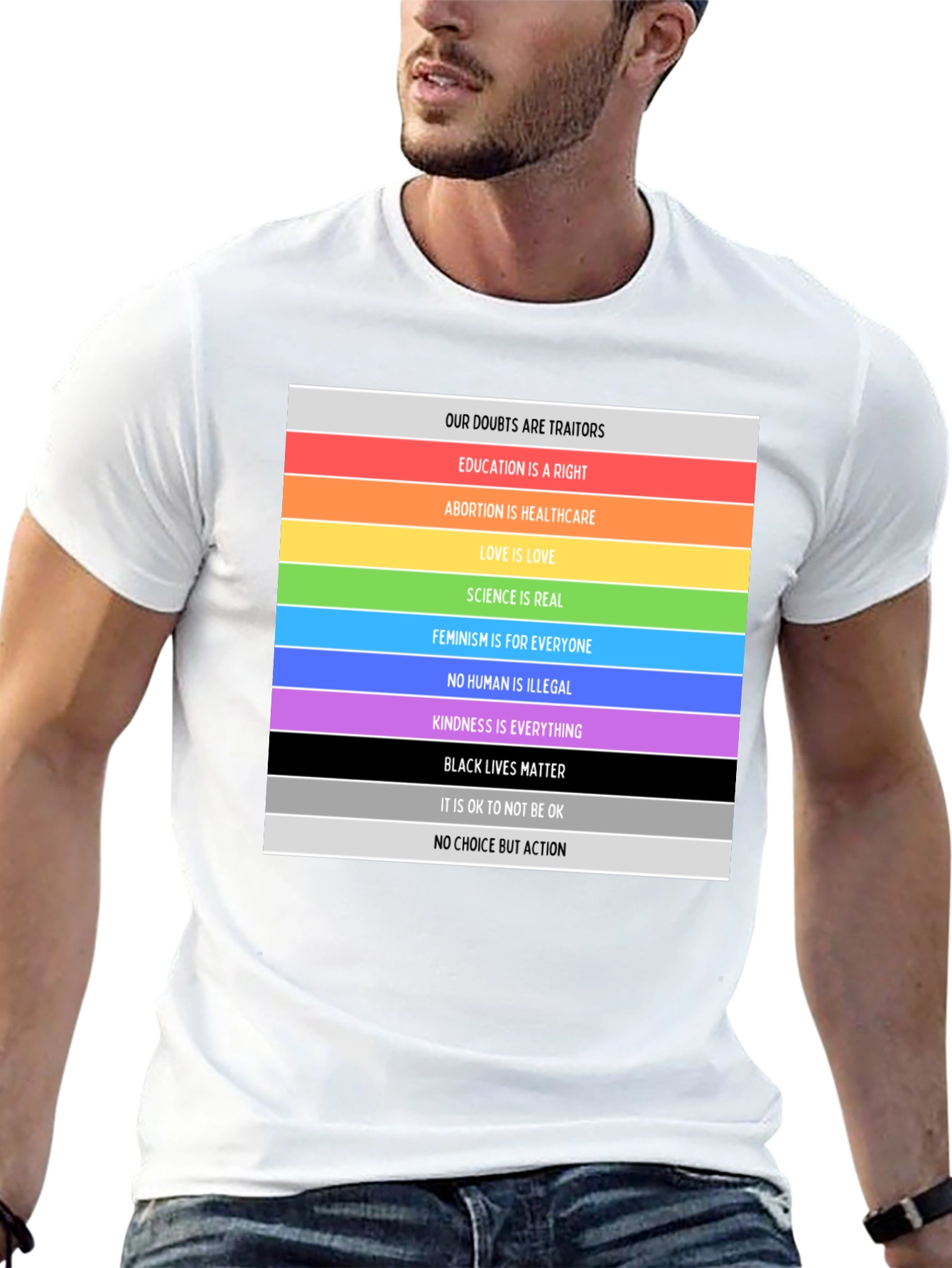 Equality & Love T-Shirt: Rainbow Pride Message Tee