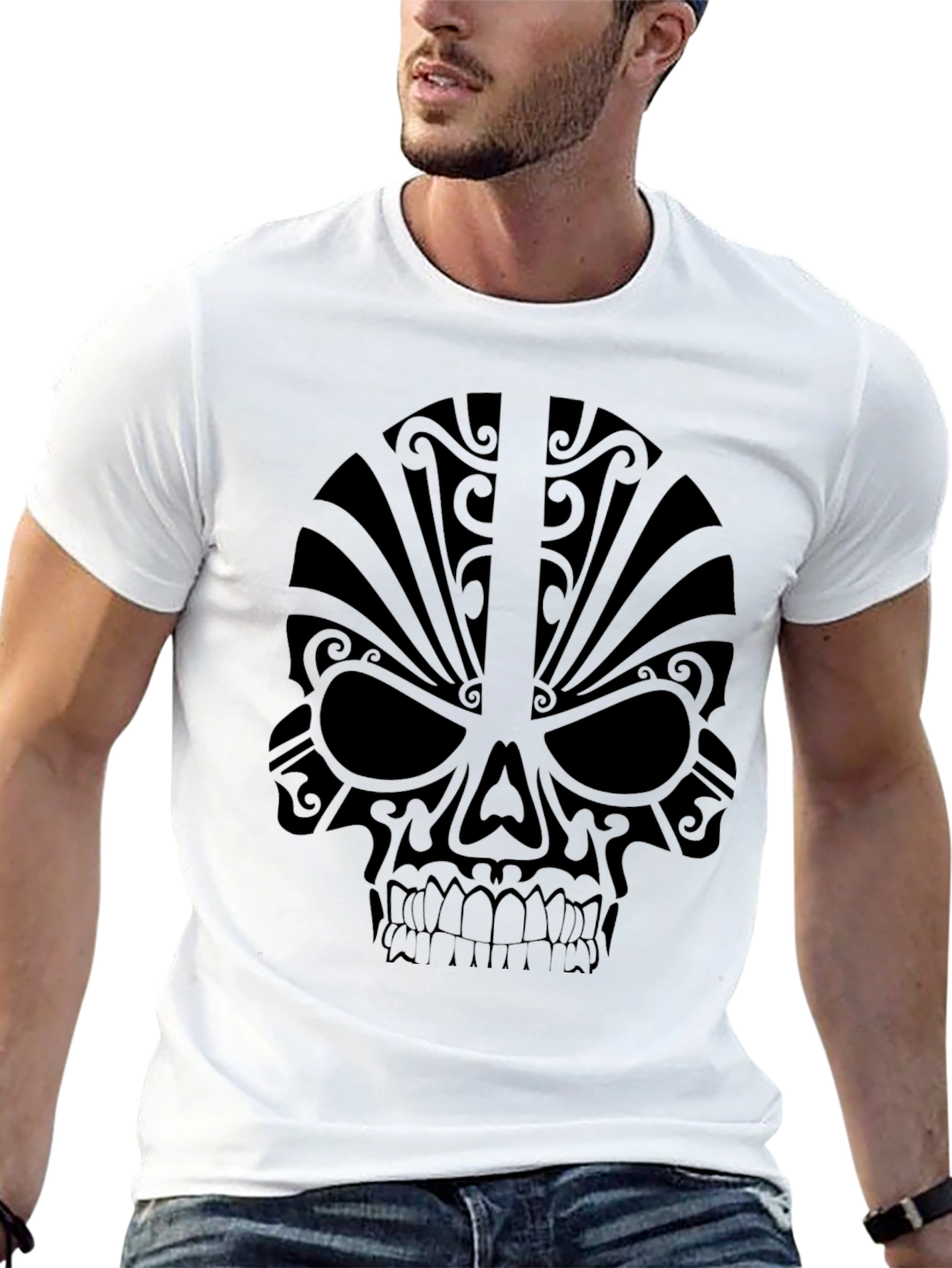 Mens Black Skull Graphic Tee