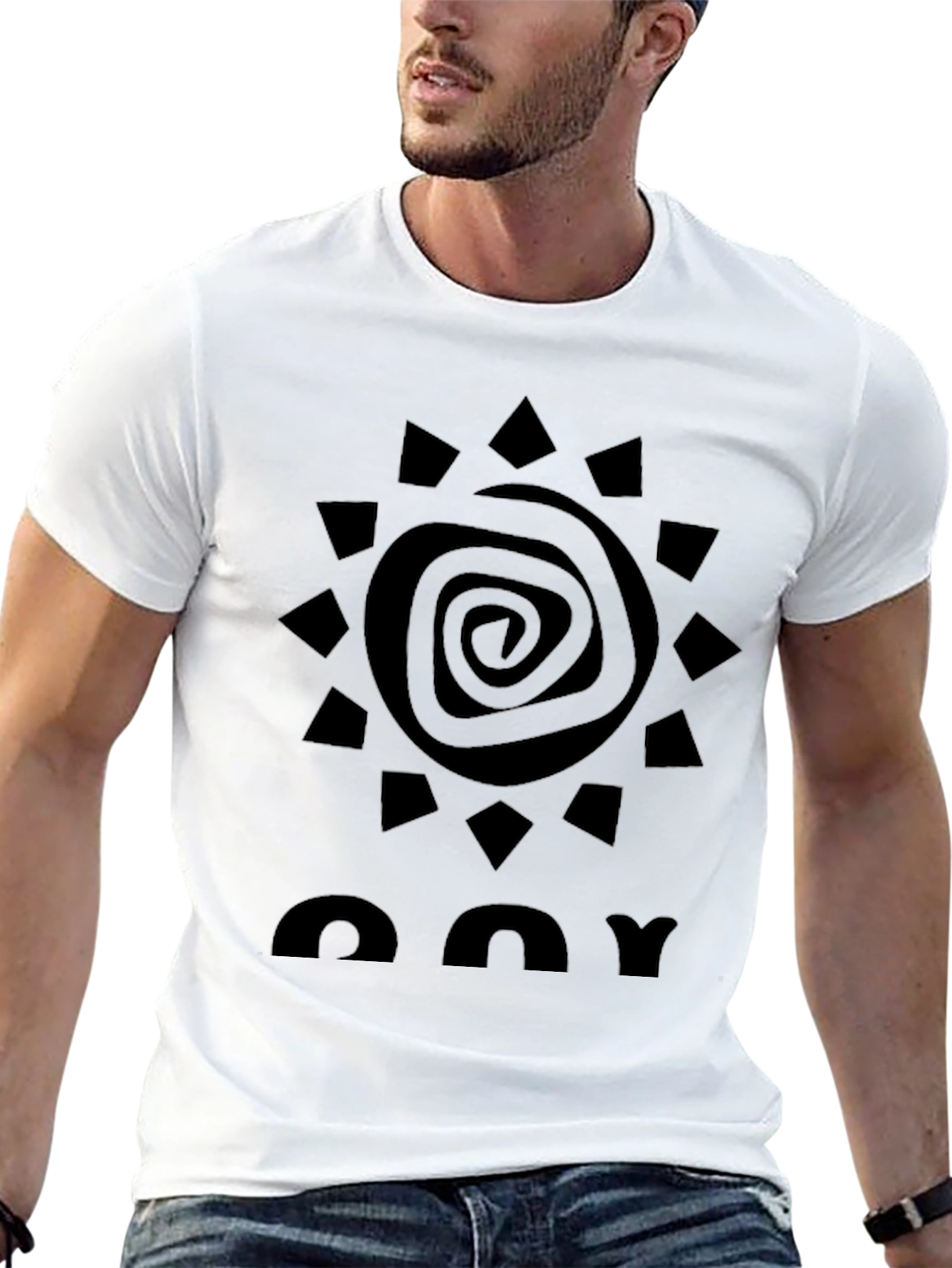 Abstract Sun Graphic Black T-Shirt