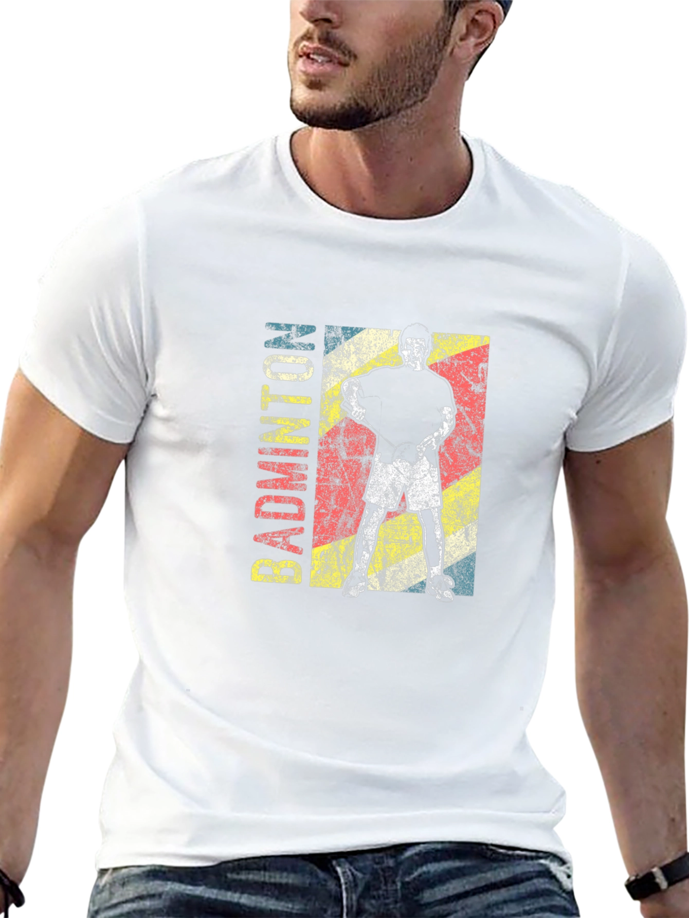 Badminton Player Graphic Tee - Retro Style