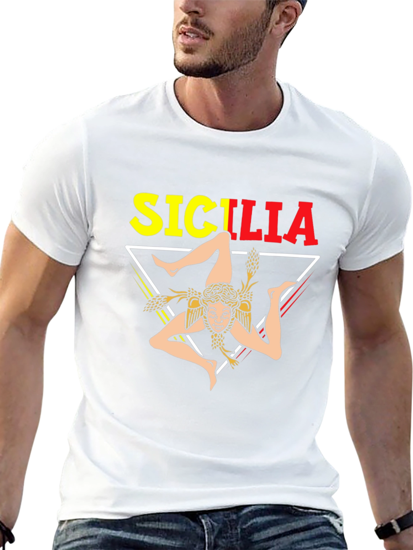 Sicilia Symbol T-Shirt - Black Cotton Blend