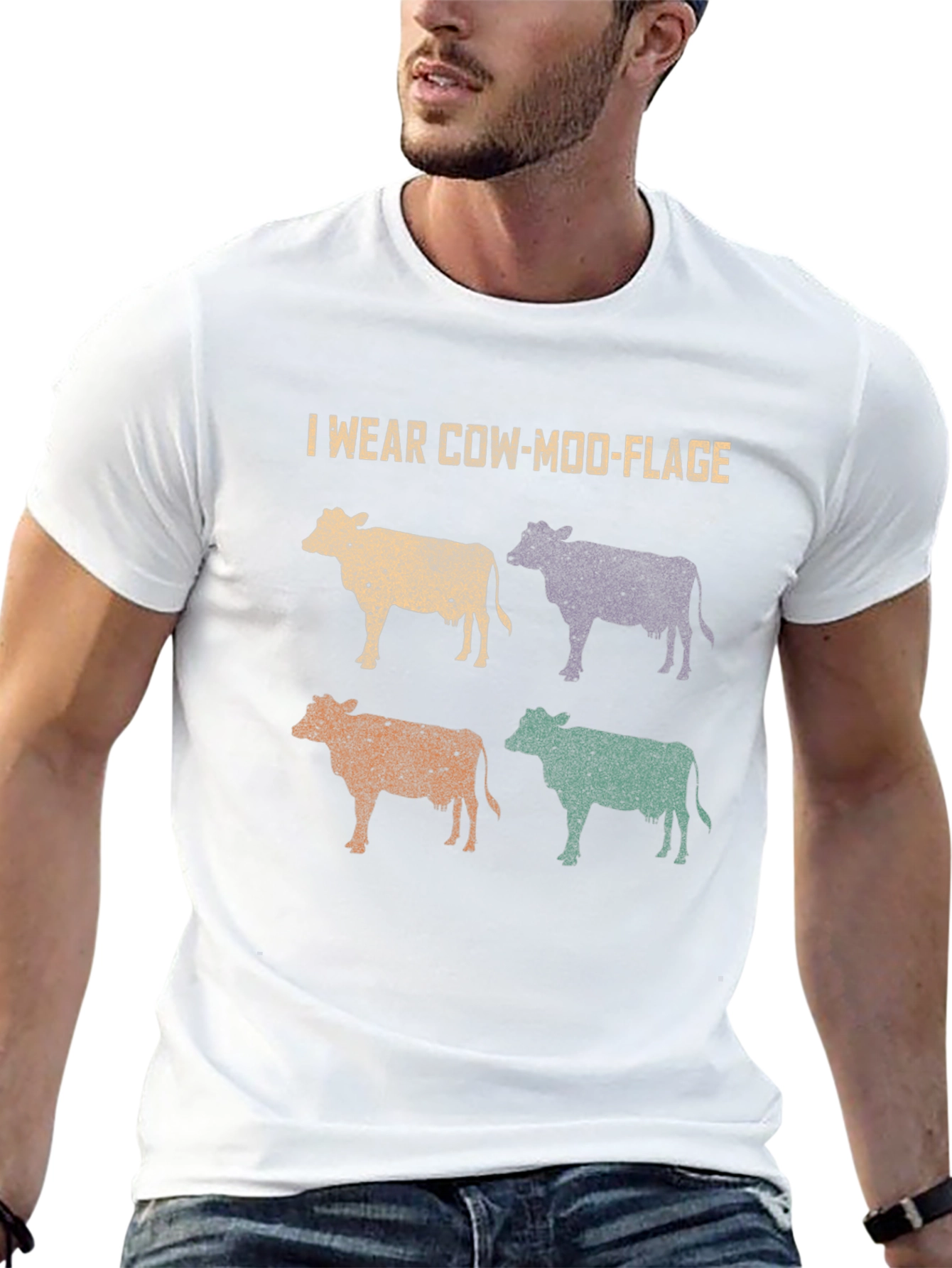 Cow-Moo-Flage Graphic T-Shirt - Novelty Farm Tee