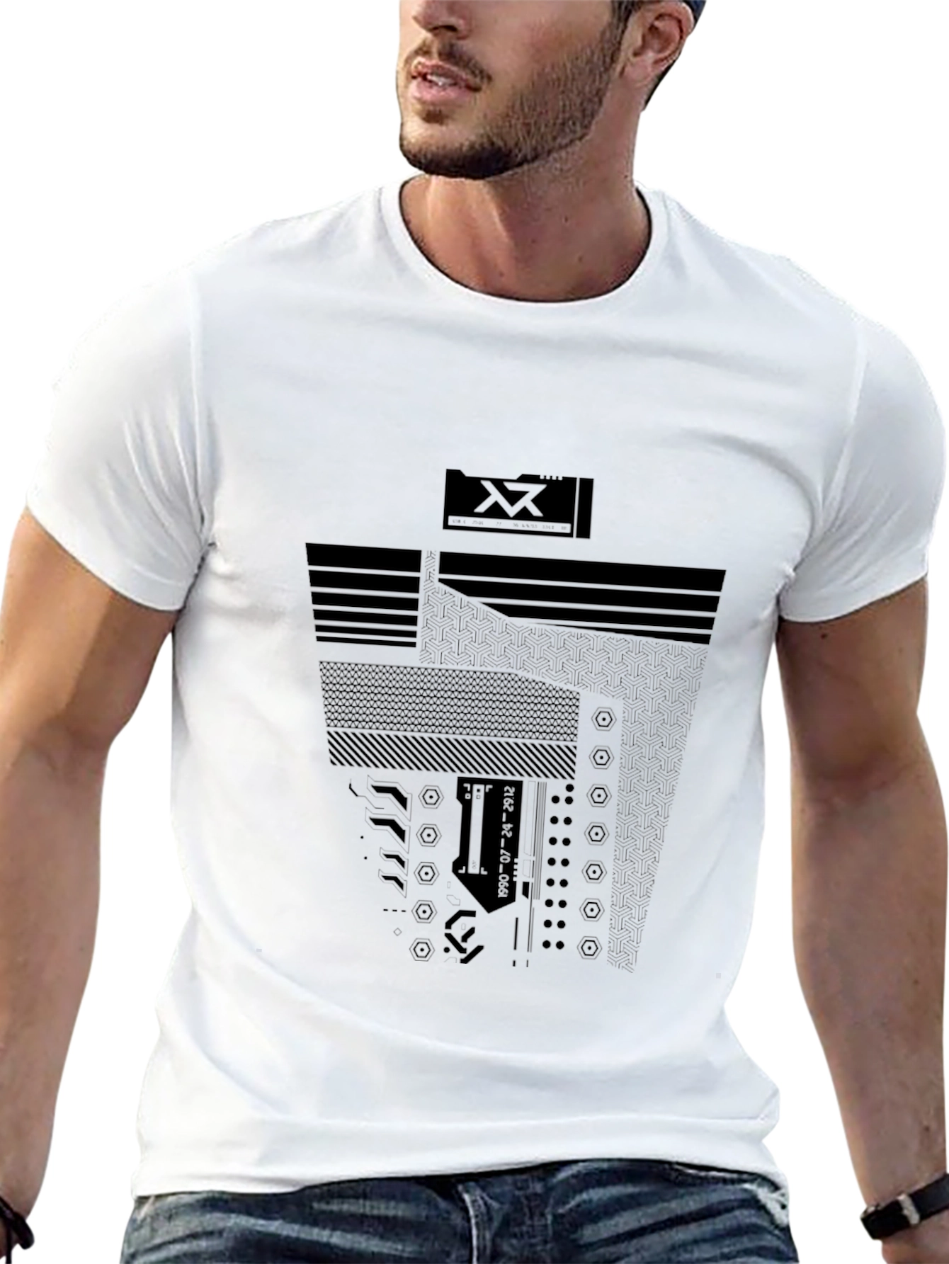 Abstract Tech Print Mens Black T-Shirt