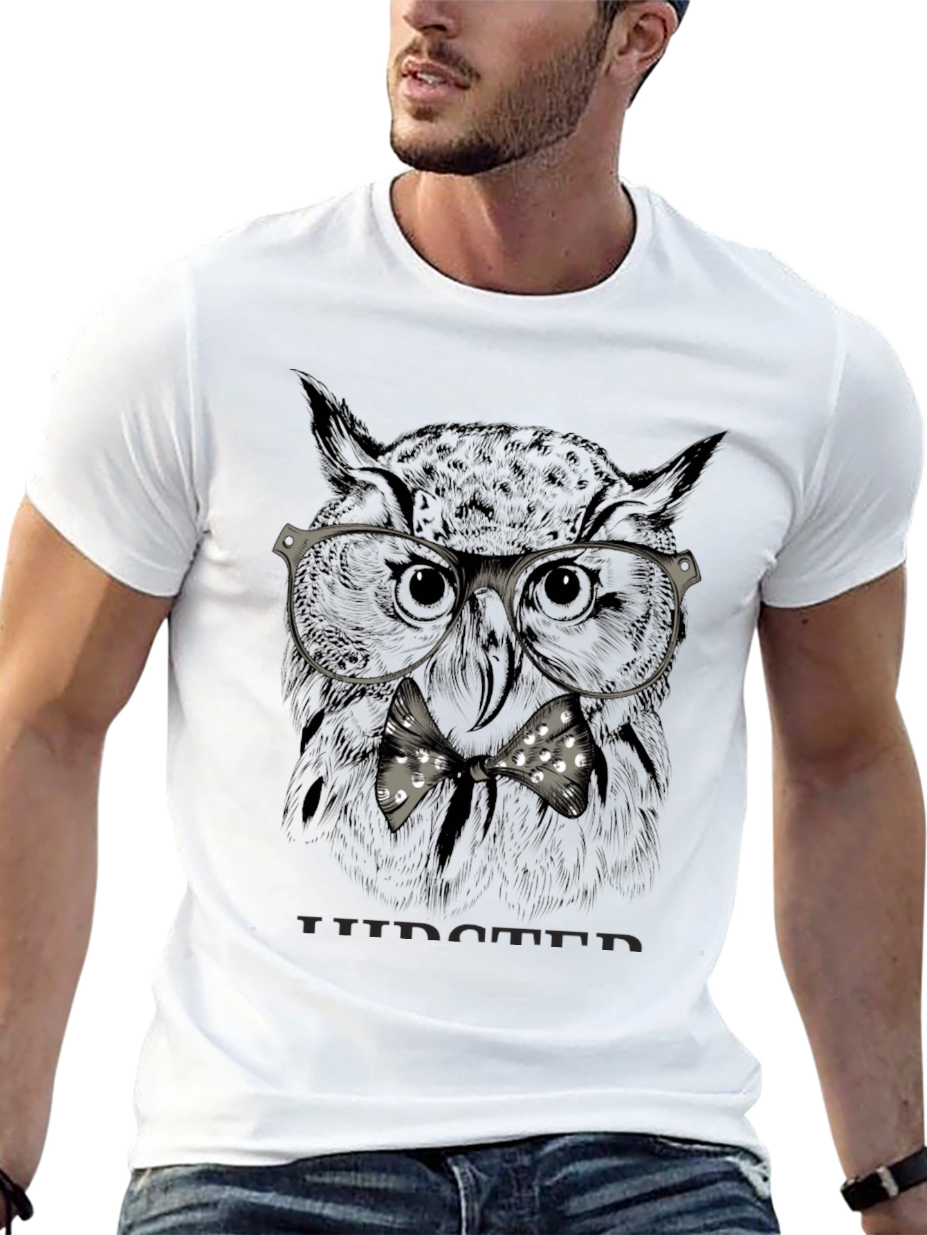 Hipster Owl Graphic T-Shirt - Mens Black Tee