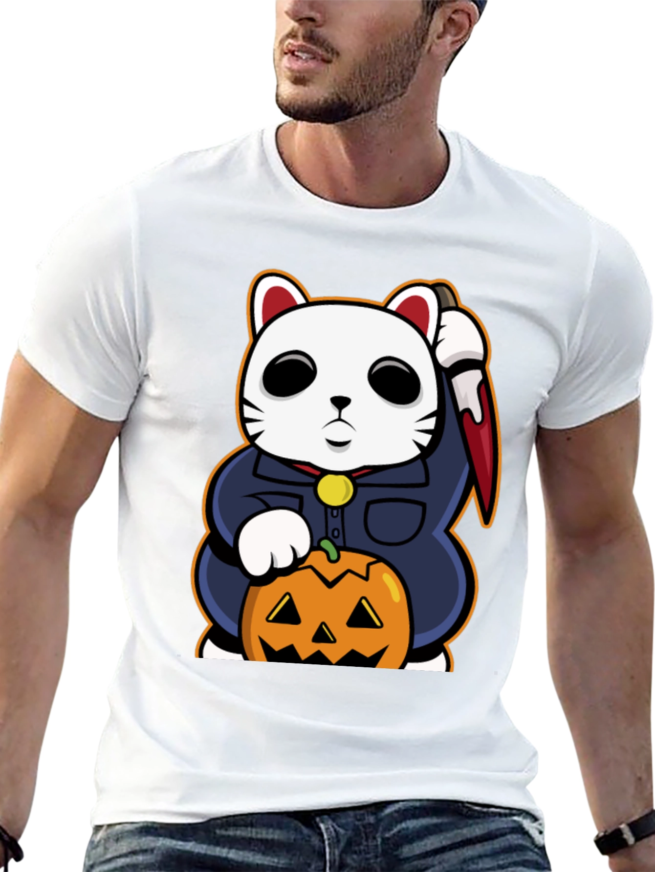 Halloween Lucky Cat T-Shirt - Michael Myers
