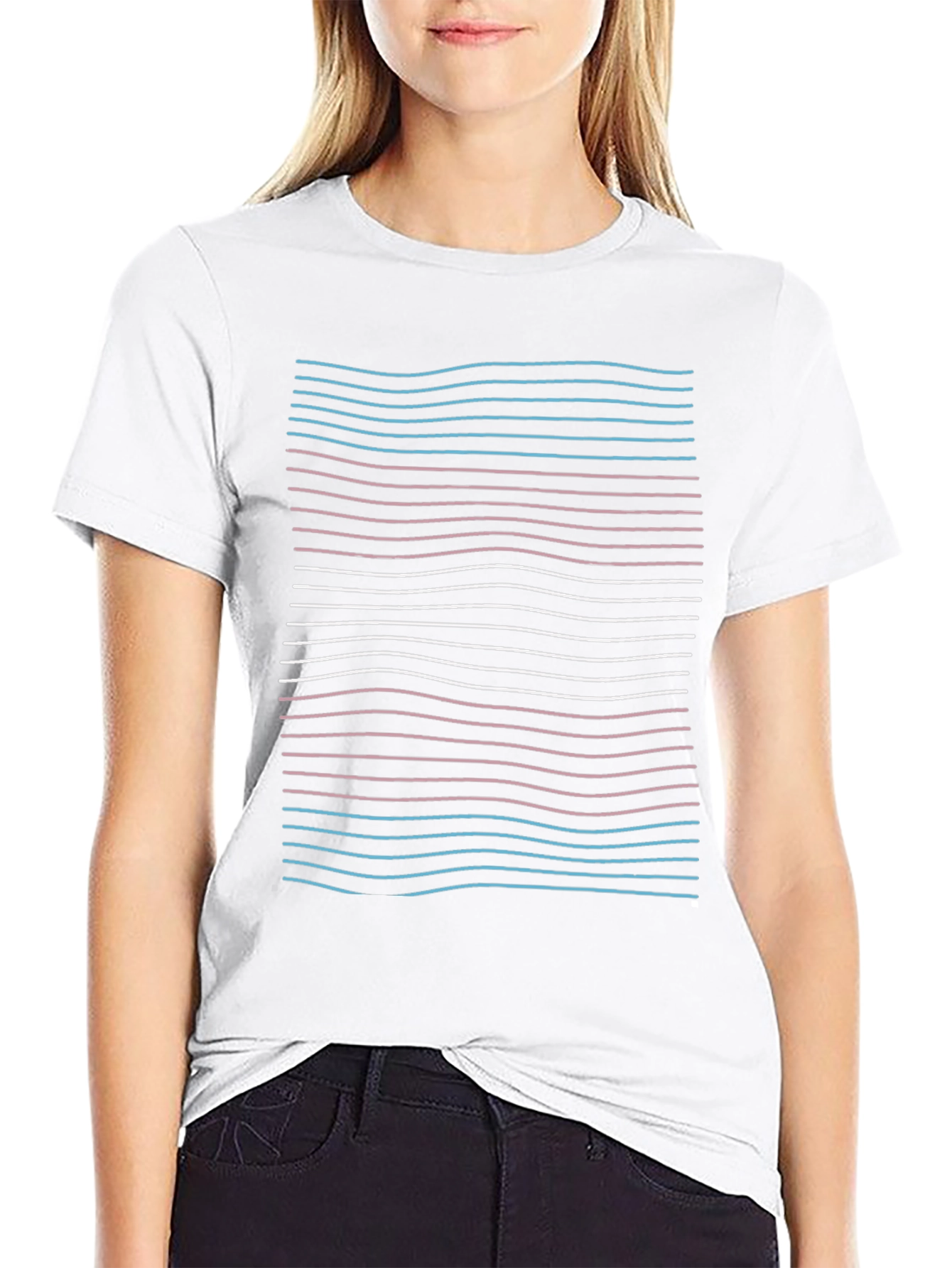 Transgender Pride Flag Stripes Black T-Shirt