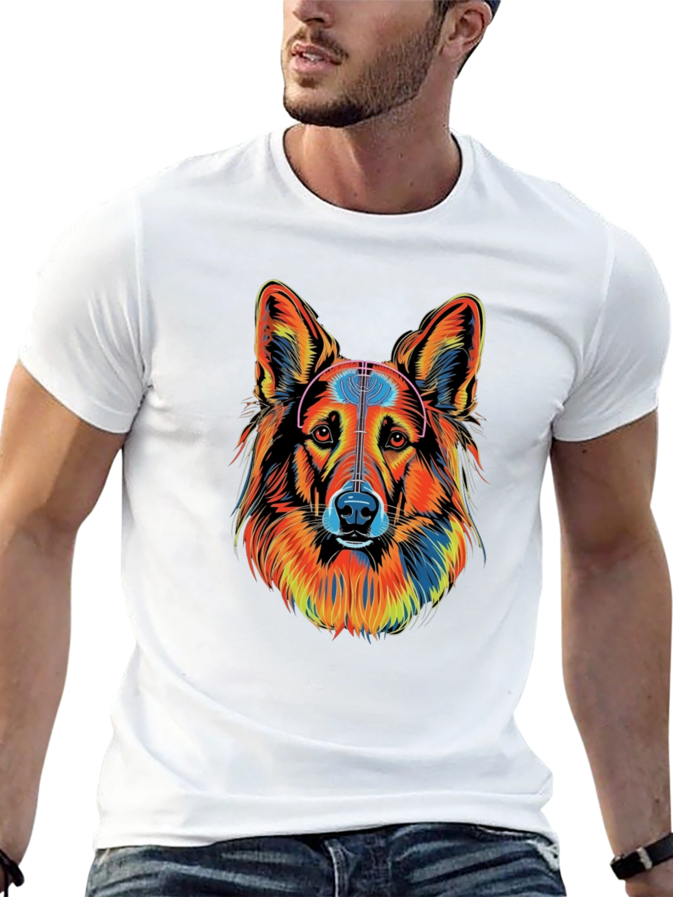 Vibrant Dog Graphic Tee - Unisex Black T-Shirt