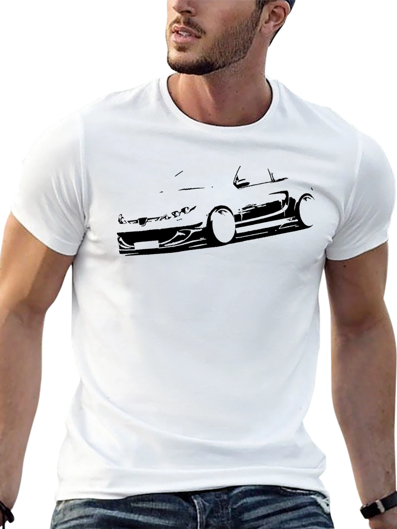 Black Car Silhouette Graphic Tee - Mens