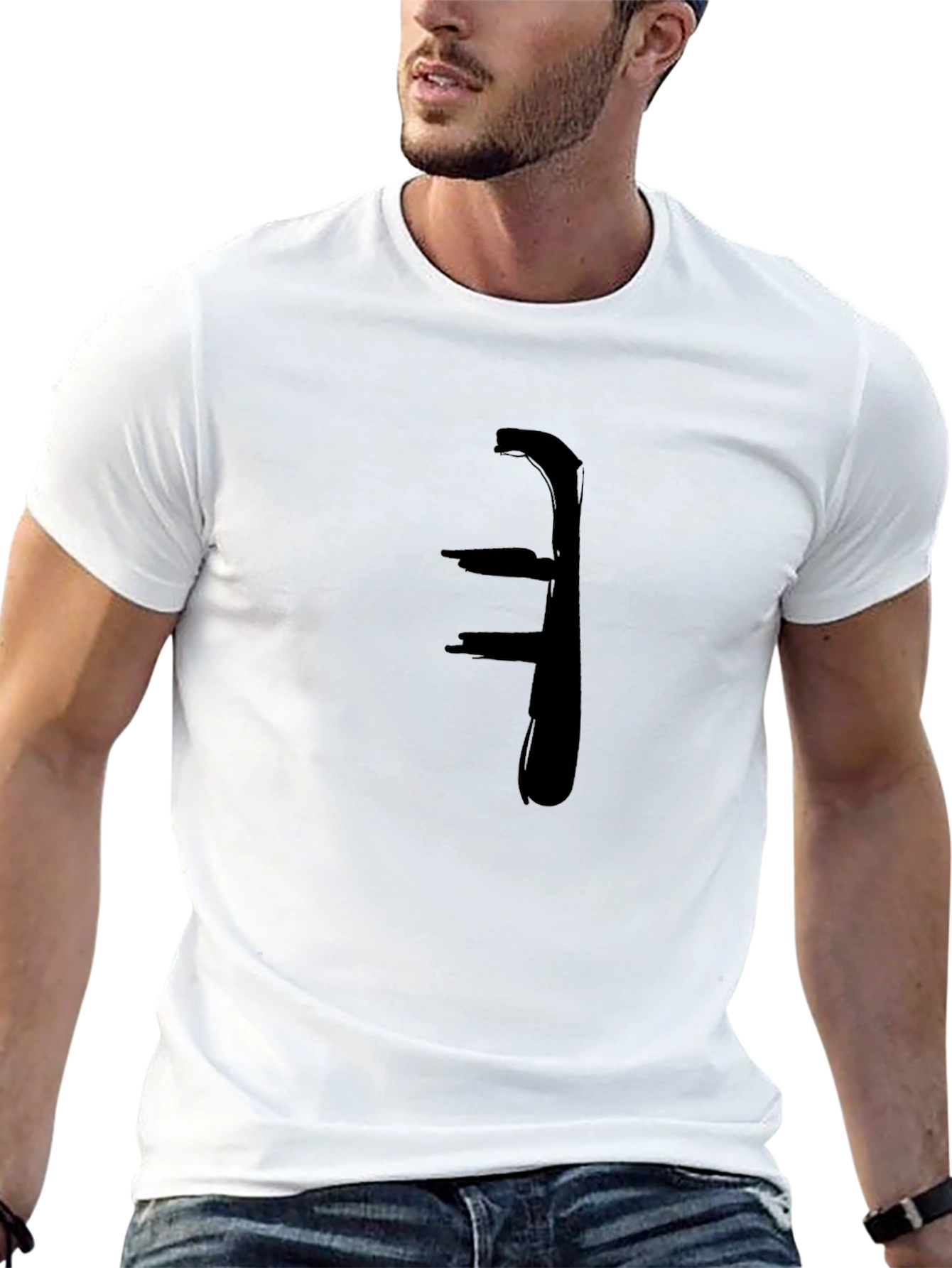 Abstract Brushstroke Graphic Tee - Black