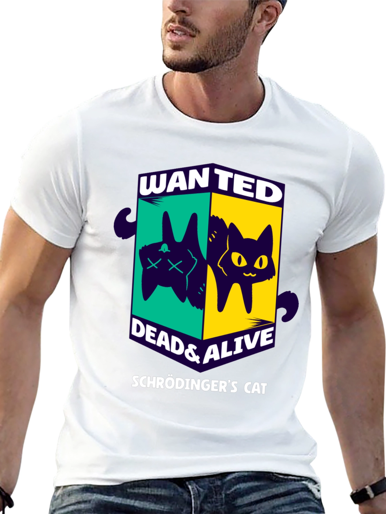 Schrödingers Cat Wanted T-Shirt - Dead & Alive
