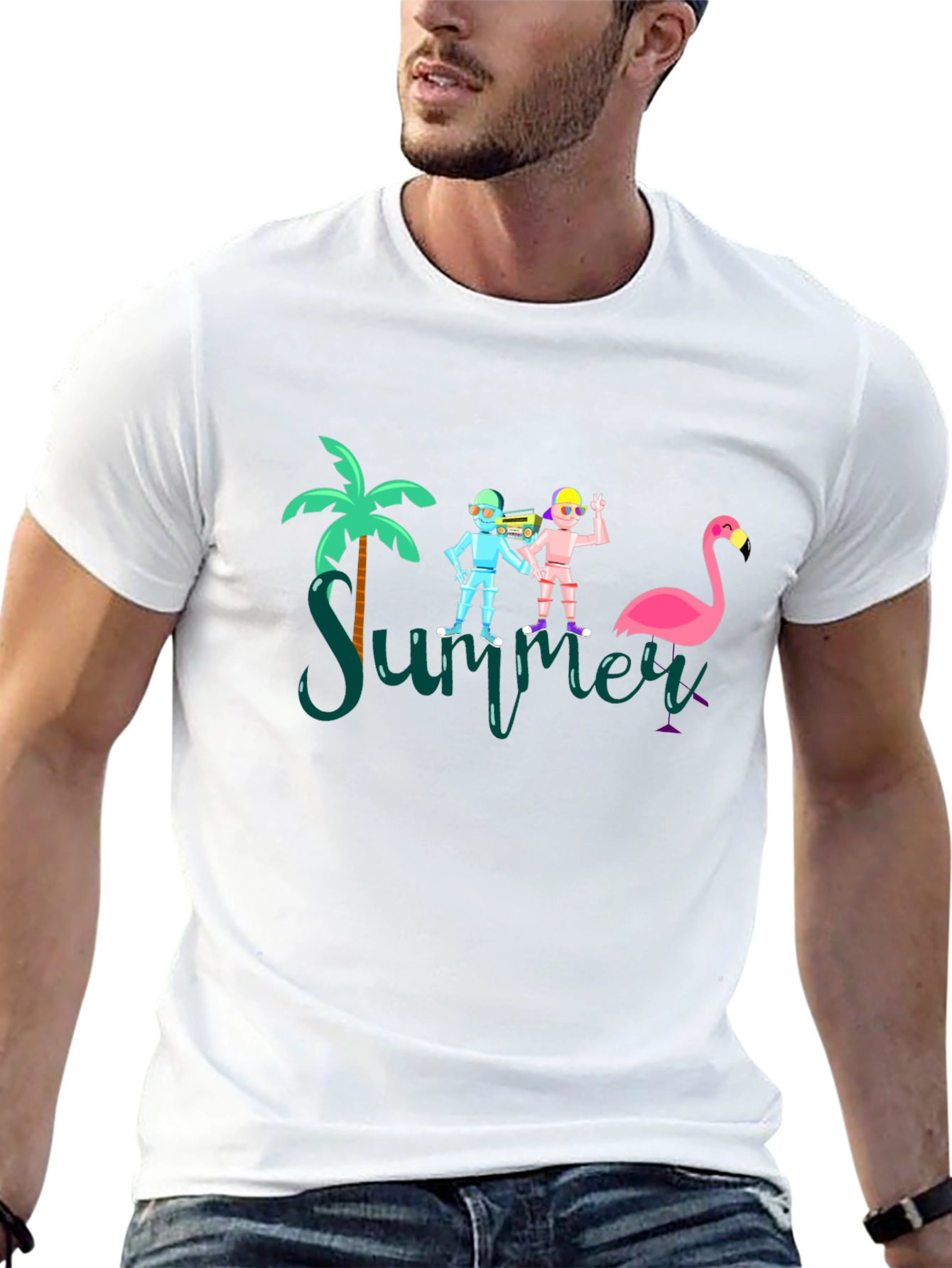 Summer Vibes Graphic Tee - Black Cotton T-Shirt