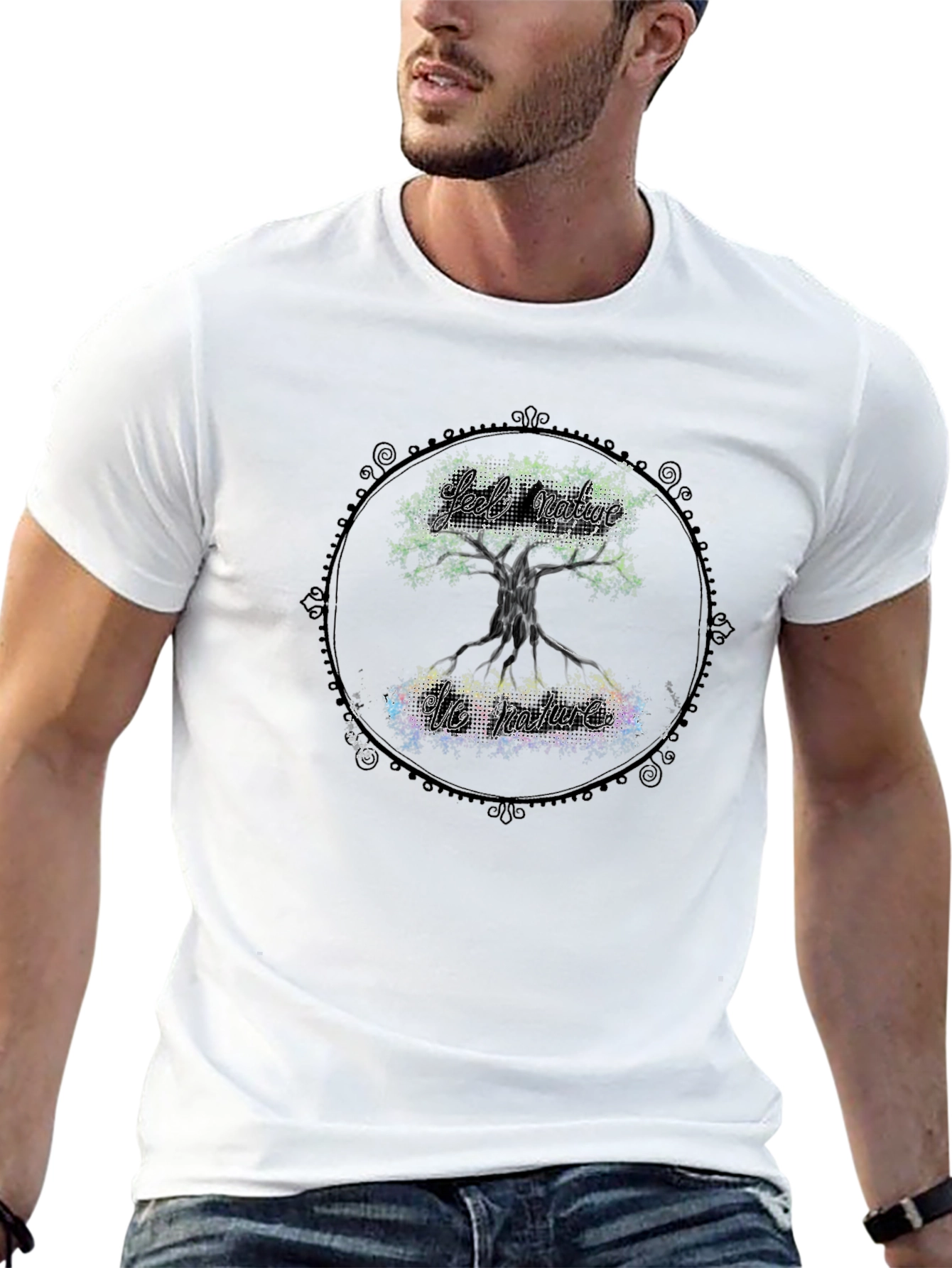 Nature Tree Graphic Print Black T-Shirt