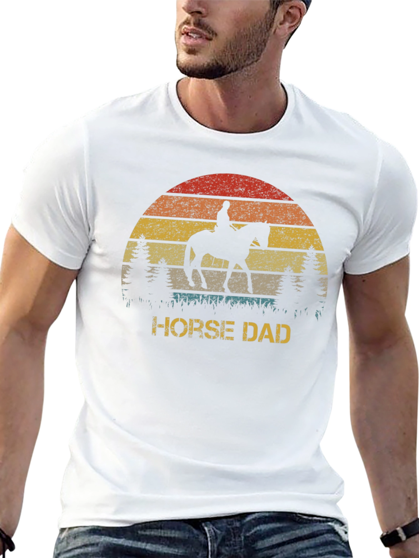 Horse Dad Retro Sunset T-Shirt