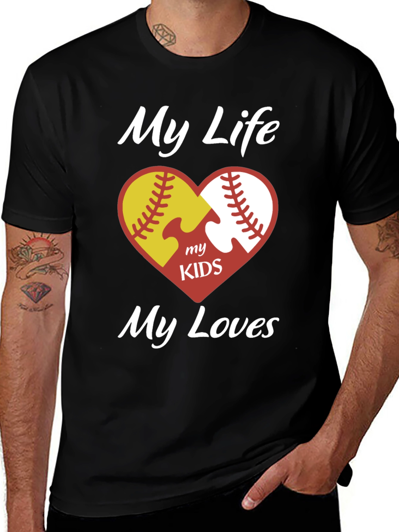 My Life My Kids My Loves Softball Baseball T-Shirt