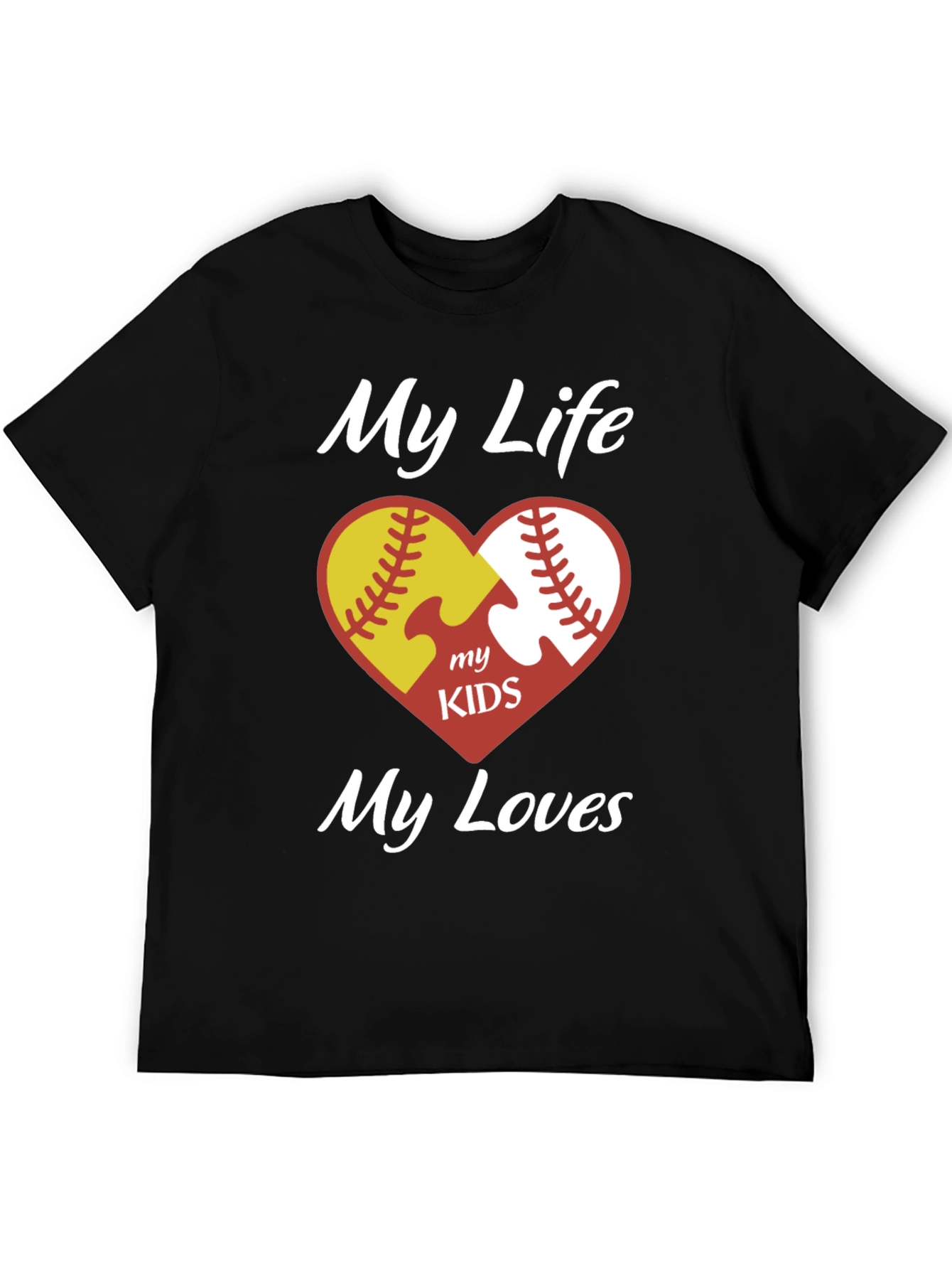 My Life My Kids My Loves Softball Baseball T-Shirt