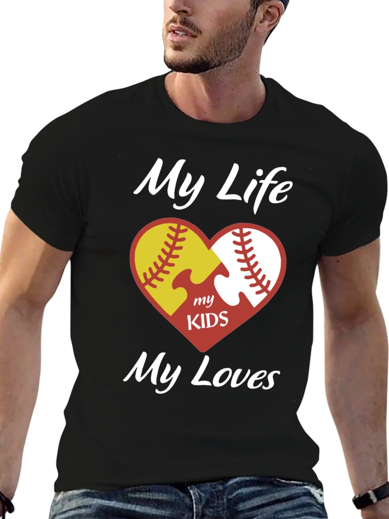 My Life My Kids My Loves Softball Baseball T-Shirt