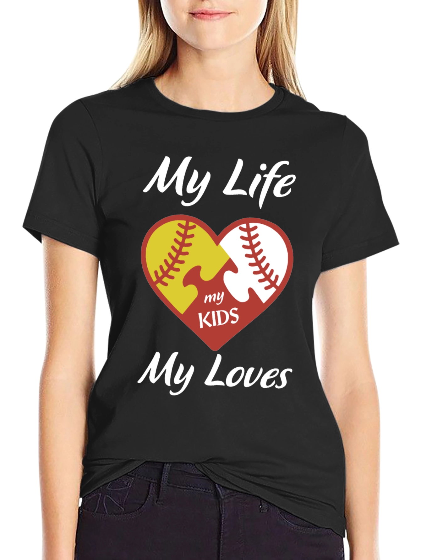 My Life My Kids My Loves Softball Baseball T-Shirt