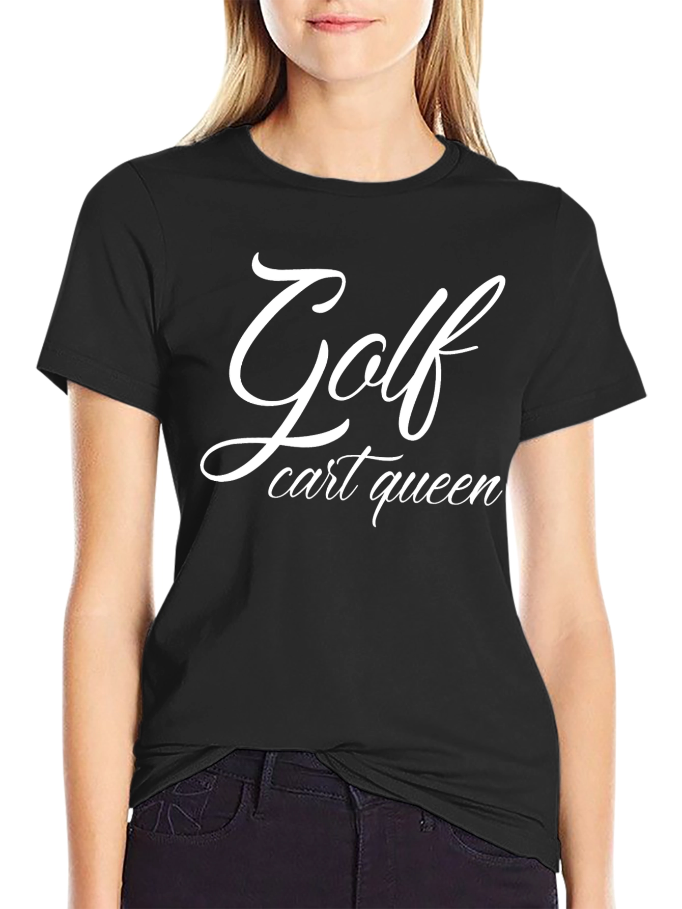 Golf Cart Queen T-Shirt - Black Tee