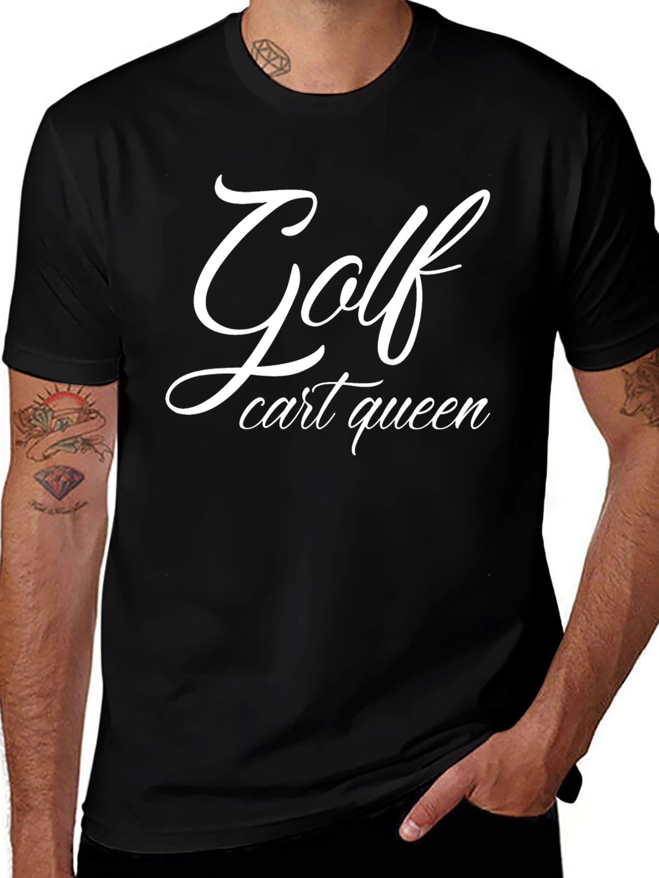 Golf Cart Queen T-Shirt - Black Tee