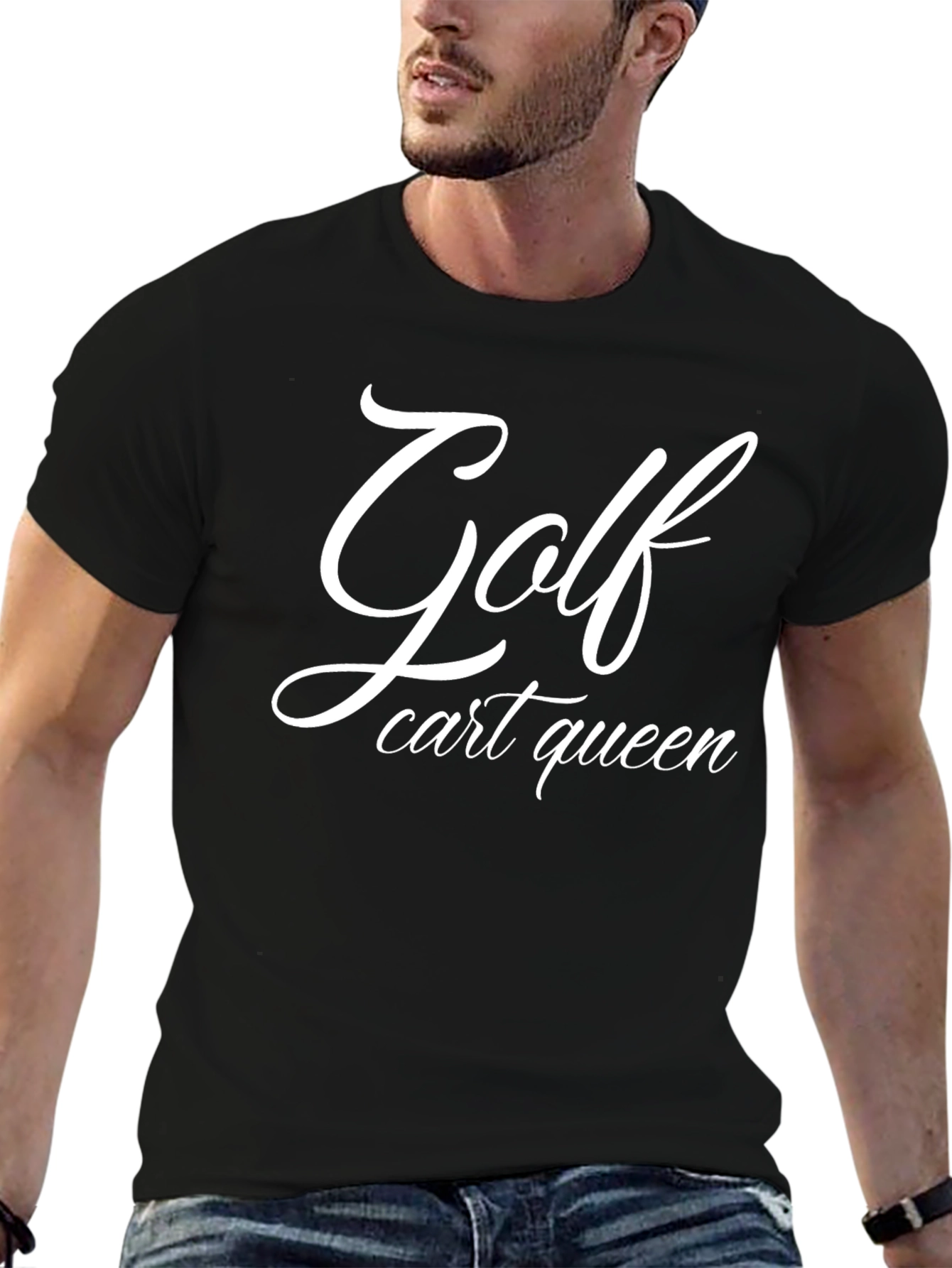 Golf Cart Queen T-Shirt - Black Tee