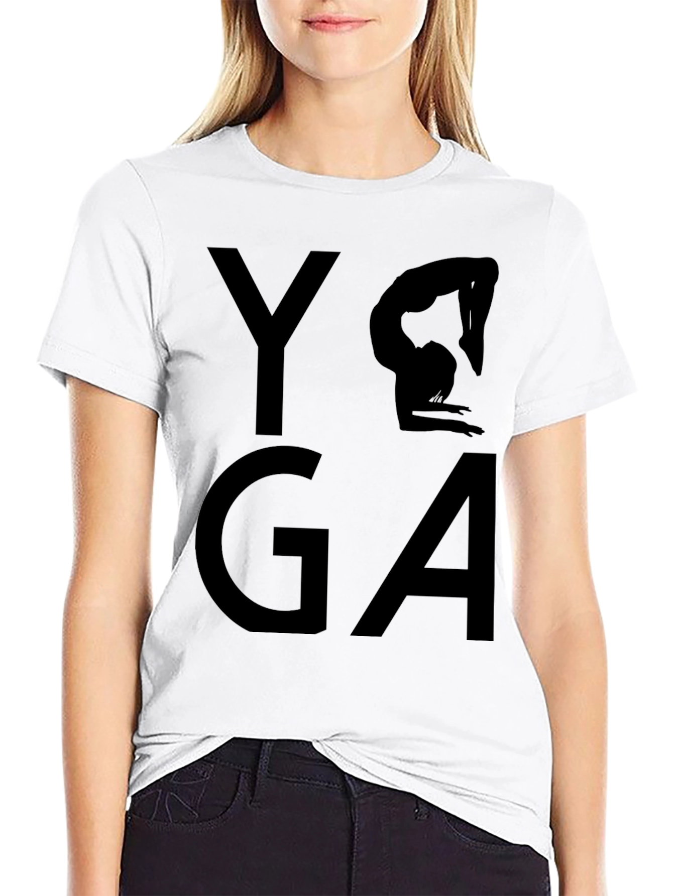 Yoga Pose Graphic Tee - Black Cotton T-Shirt