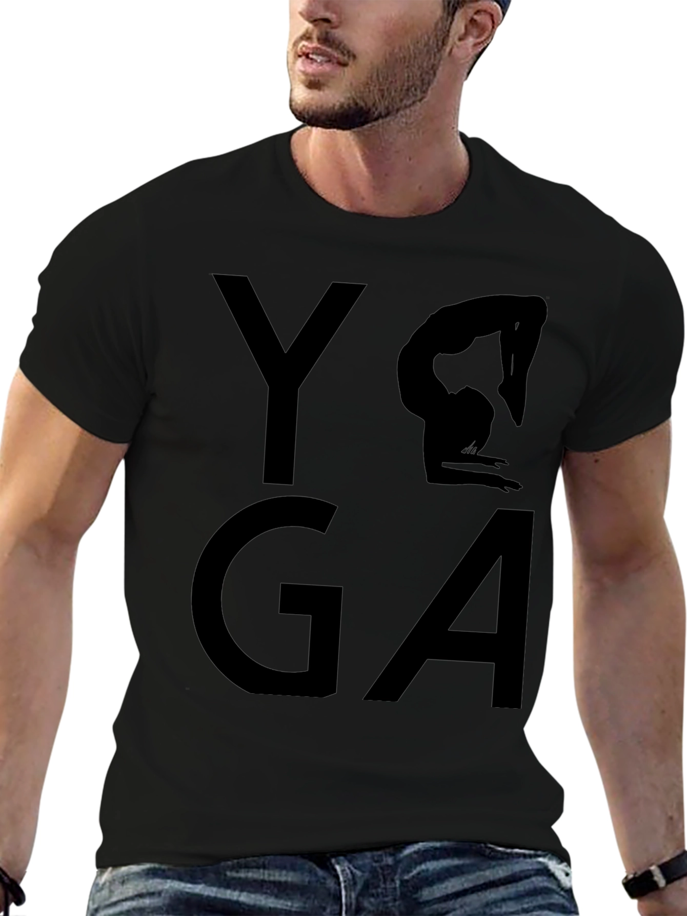 Yoga Pose Graphic Tee - Black Cotton T-Shirt