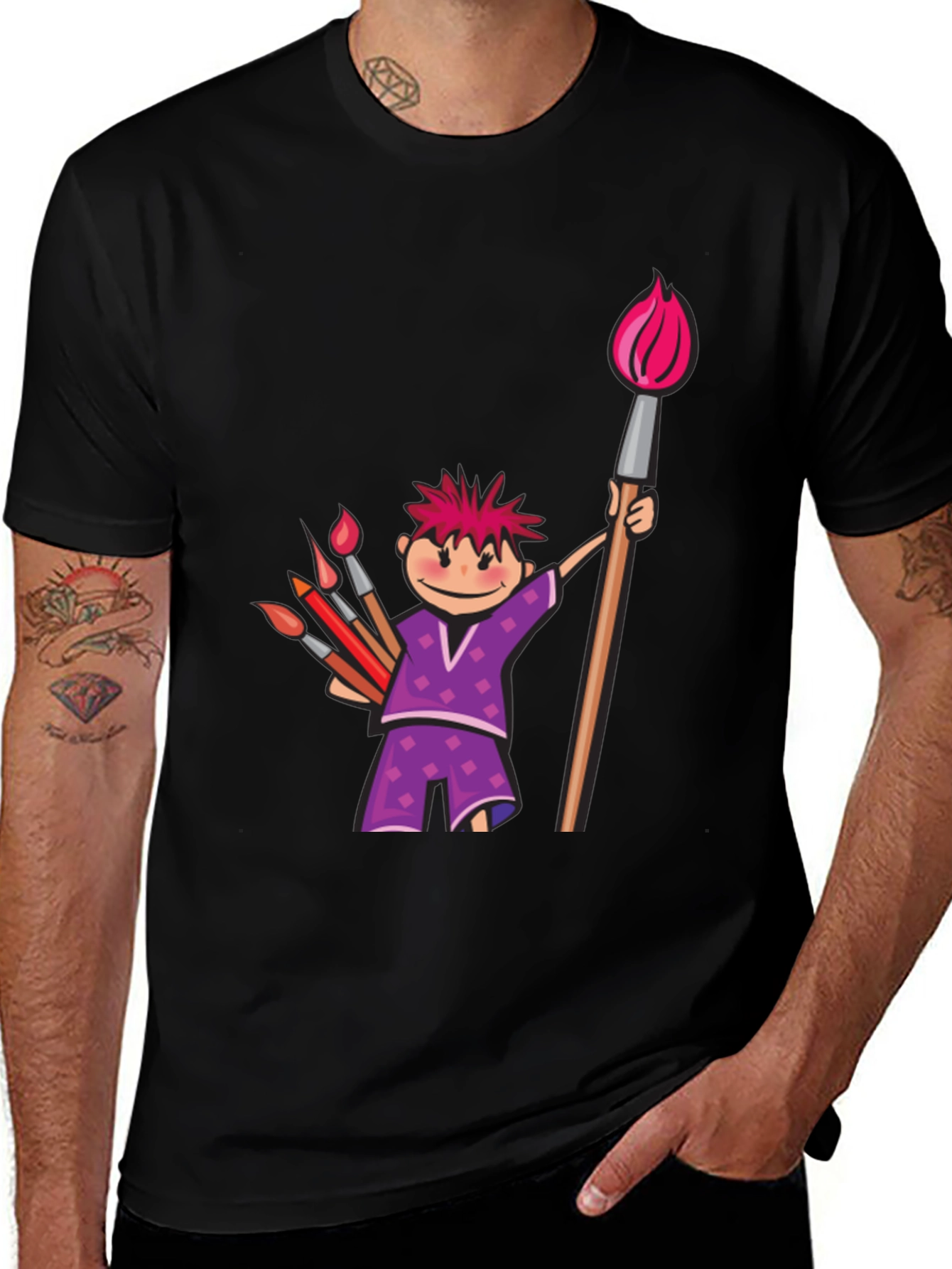Artist Cartoon Graphic T-Shirt