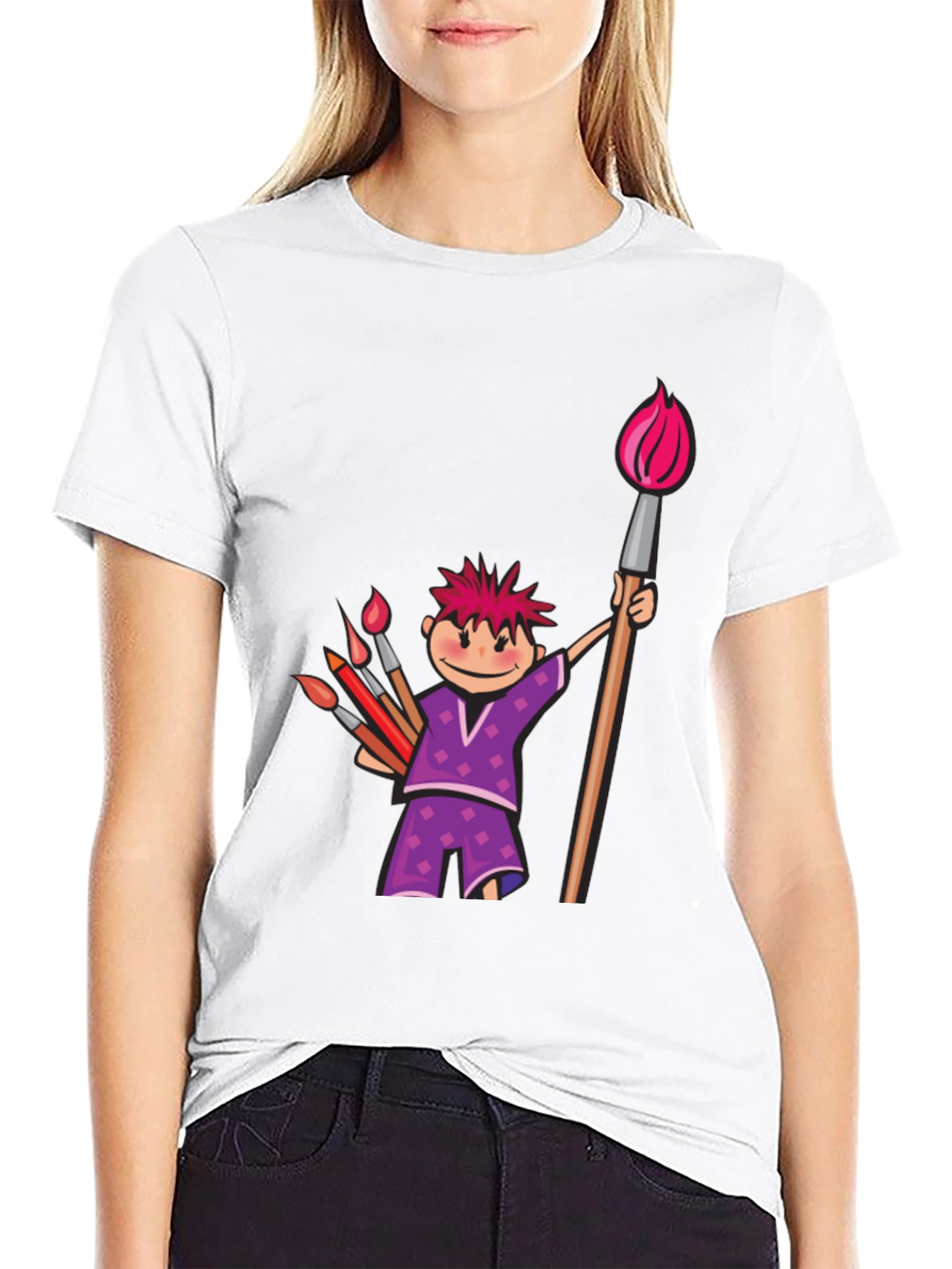 Artist Cartoon Graphic T-Shirt