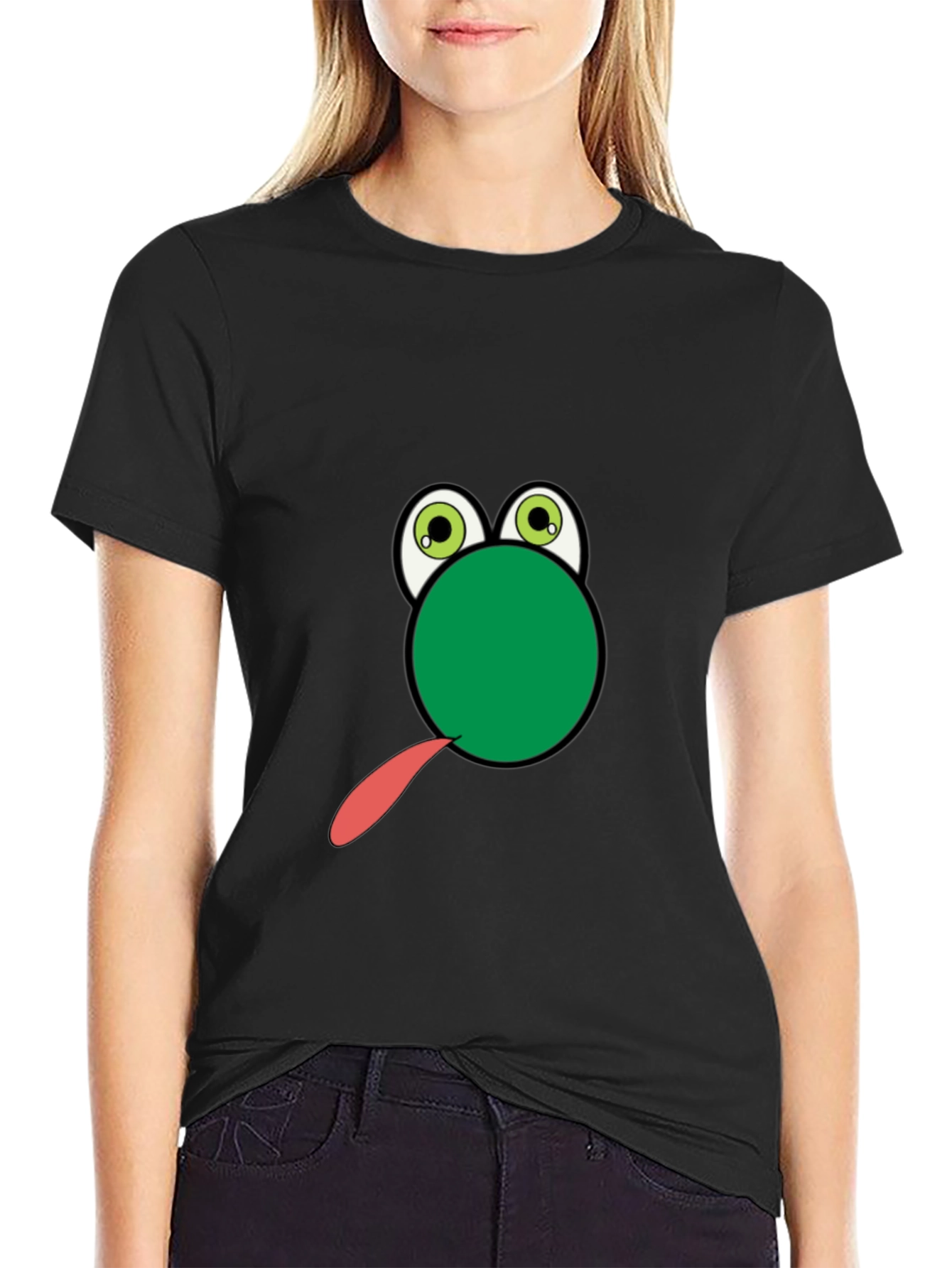 Frog Tongue Funny Black T-Shirt