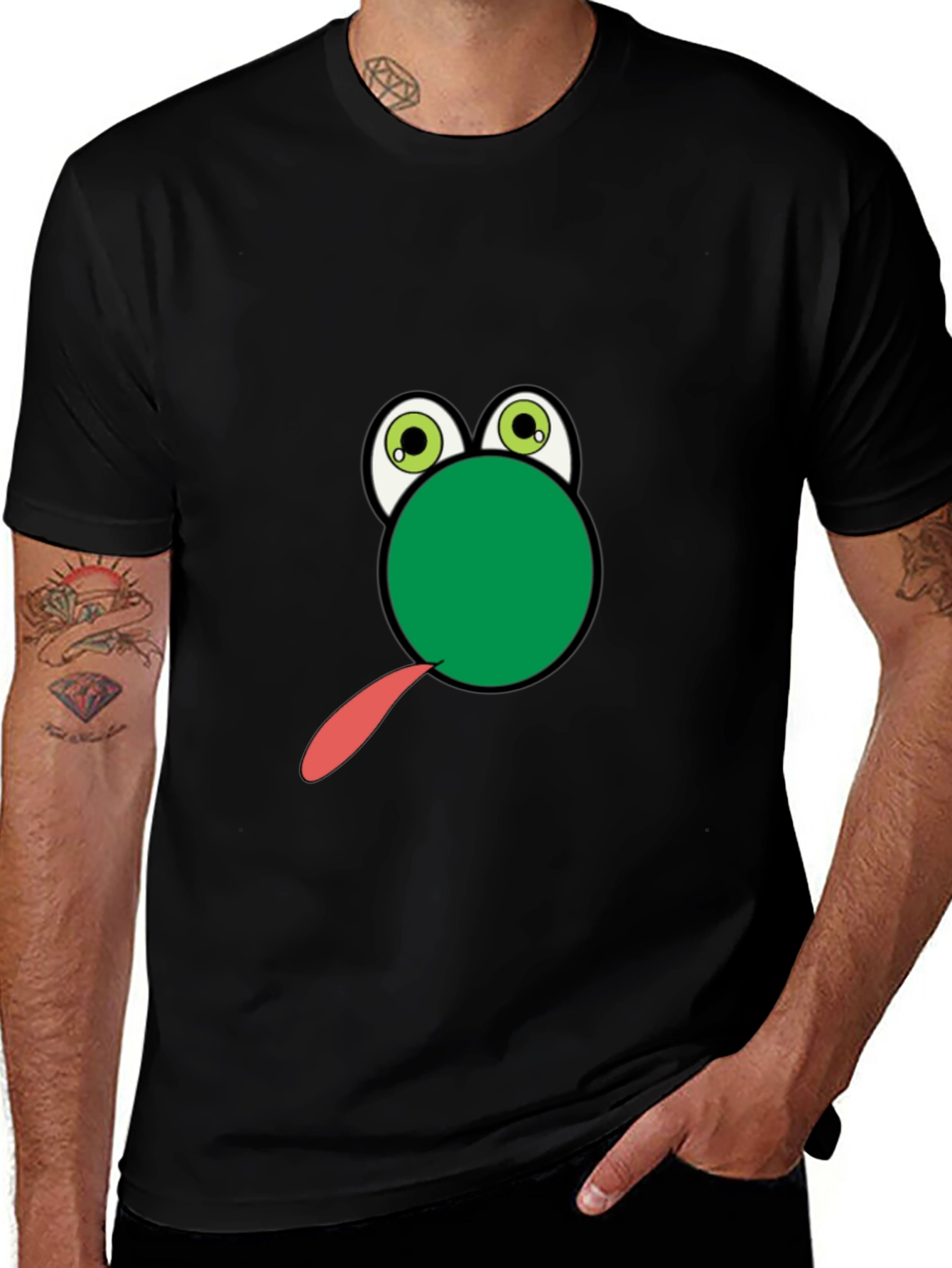 Frog Tongue Funny Black T-Shirt