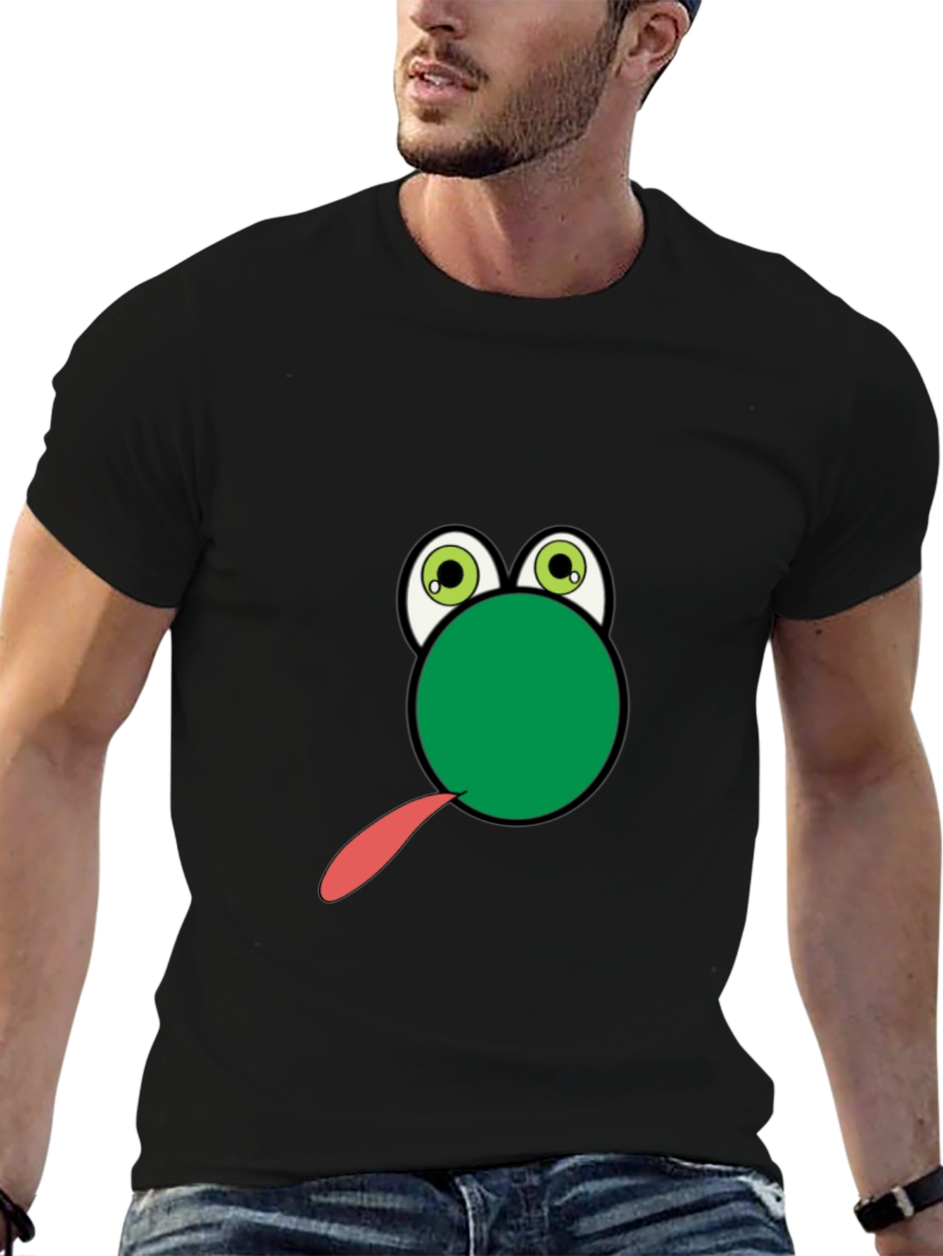 Frog Tongue Funny Black T-Shirt