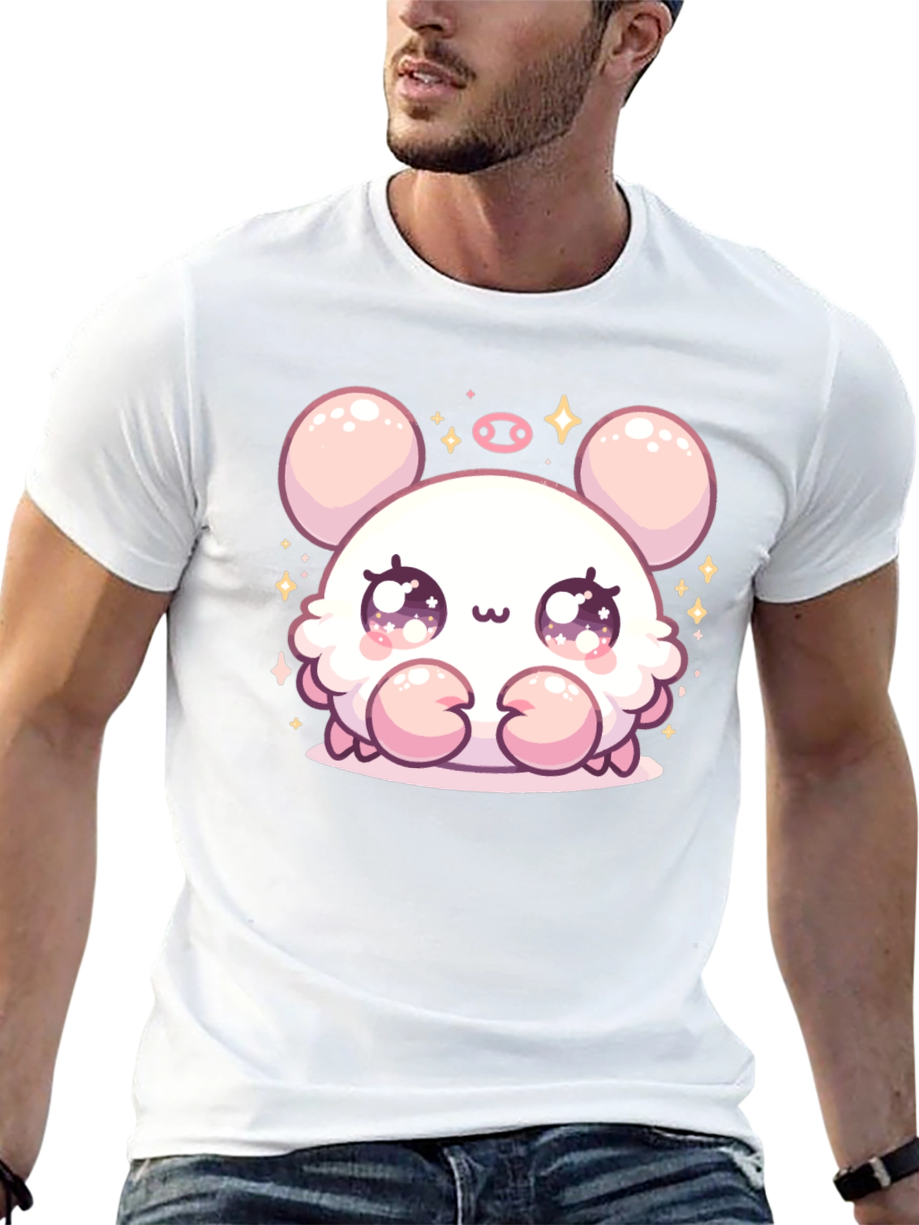 Cute Cartoon Crab Graphic Black Tee